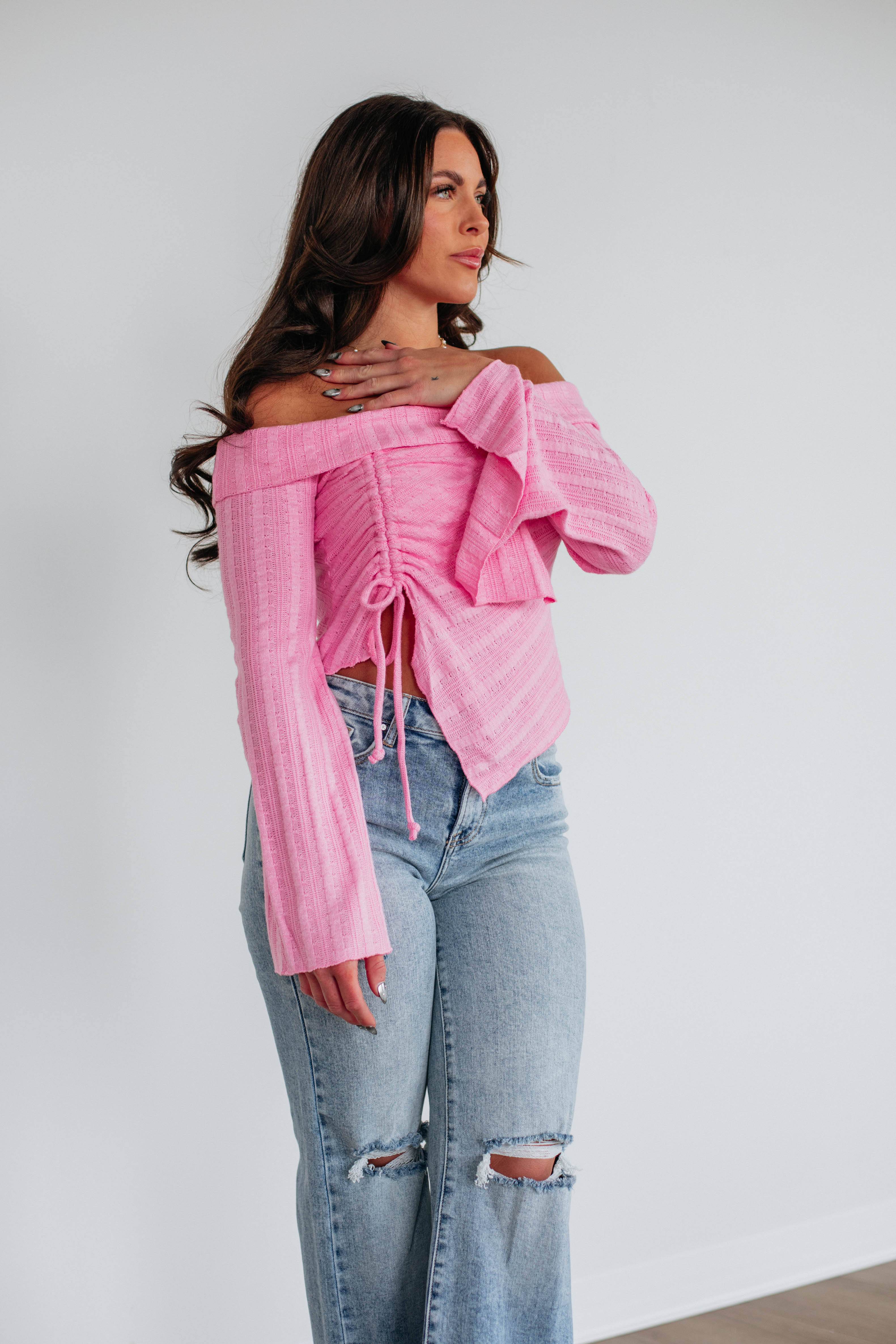 Kalinda Women's Off The Shoulder Tops - Trendy Bubblegum Pink Blouse for Summer, Date Night & Beach Outfits