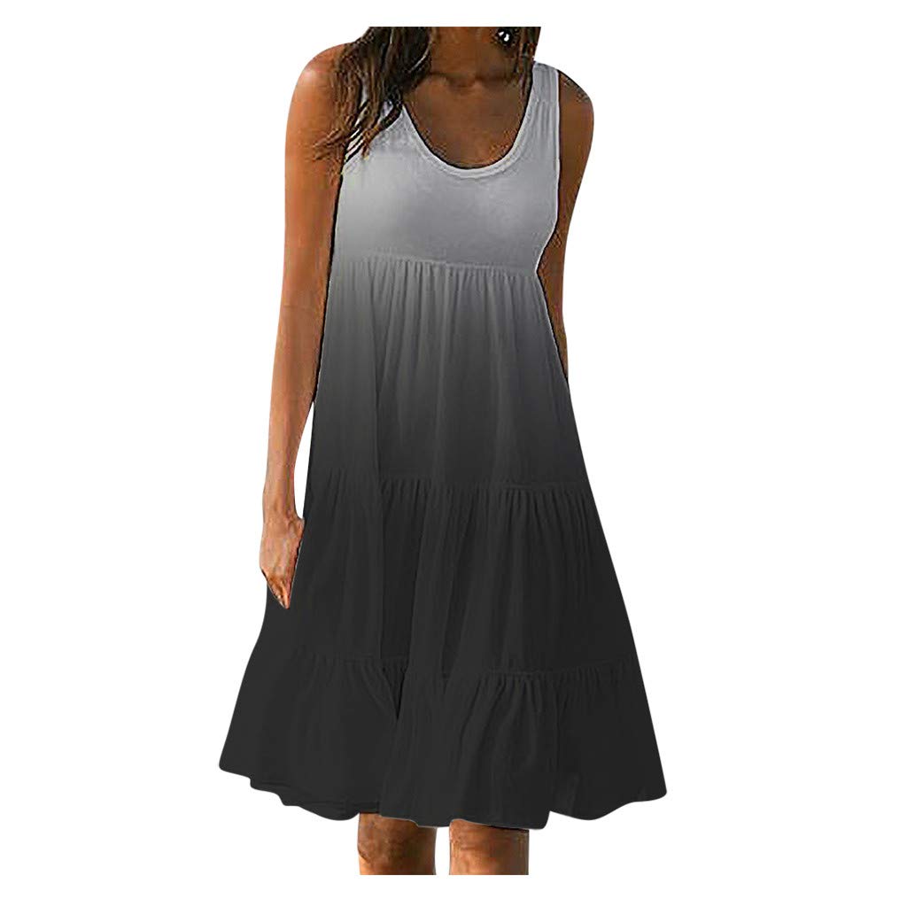 Masbird Women's Summer Floral Print Sleeveless A-Line Mini Dress - Casual Cocktail Party Dress for Beach, Vacation & Date Night