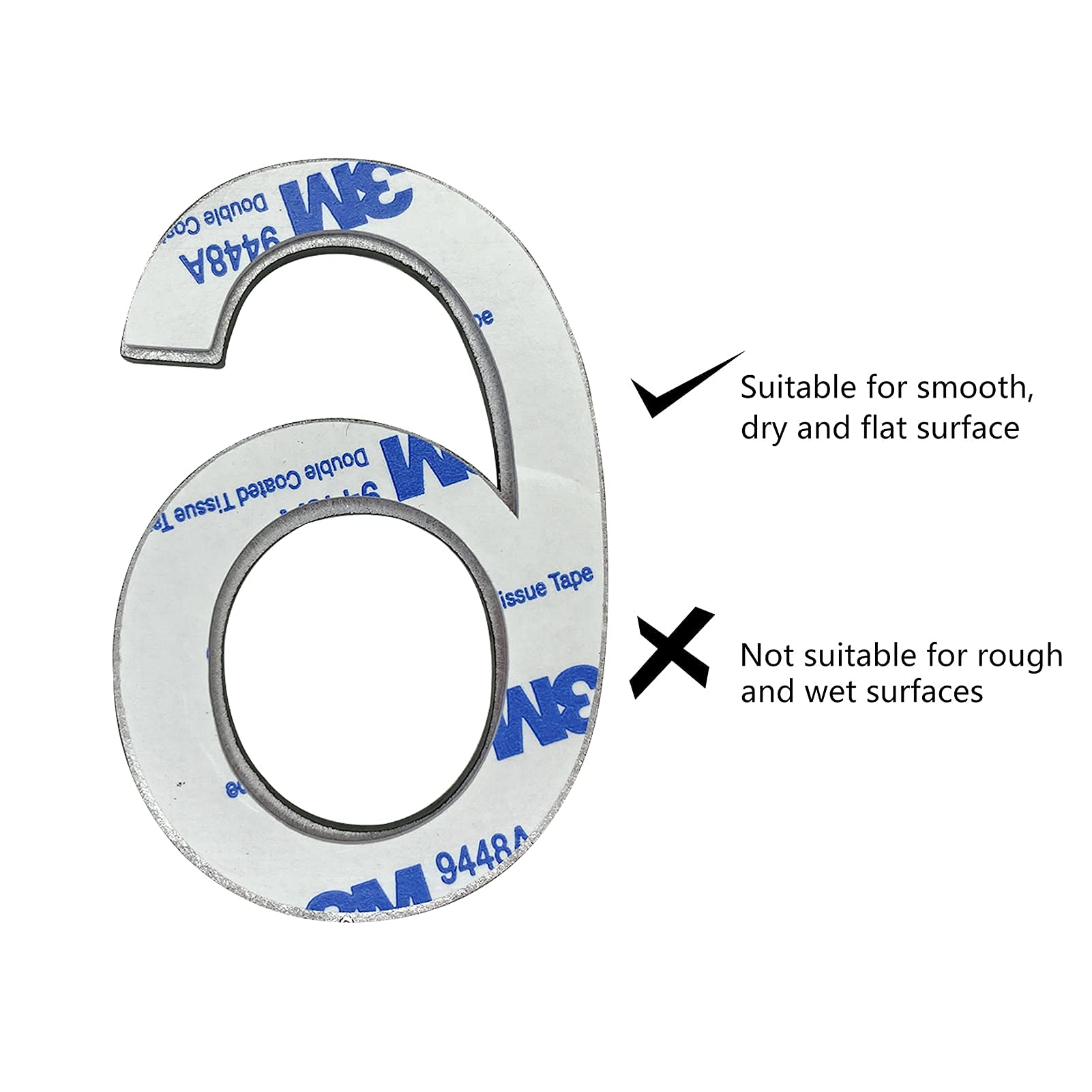 Modern Stainless Steel House Numbers - 3 to 6 Inch Silver Metal Address Plaques for Mailbox & Front Door Decor - Weatherproof Self-Adhesive Backing - Perfect for Home, Apartment, and Business Exterior Signage