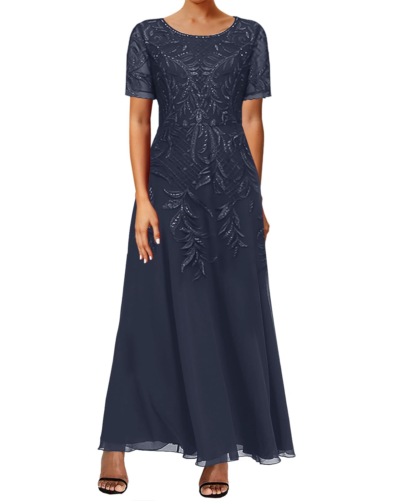 JAEDEN Elegant Lace Mother of The Bride Dress - Tea Length Chiffon Formal Evening Gown for Weddings, Parties & Special Occasions