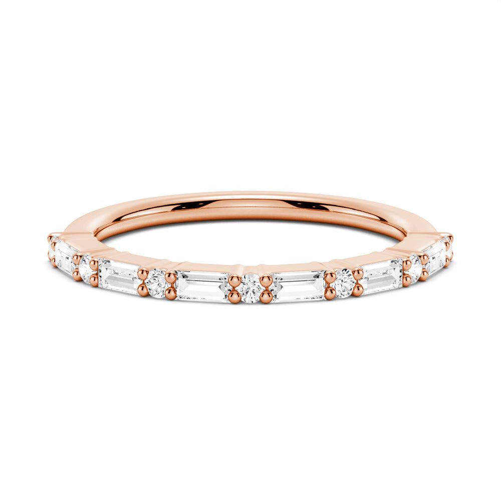 Baguette & Round Prong Moissanite Anniversary Band Ring for Women - Elegant Wedding, Engagement, or Promise Ring for Special Occasions
