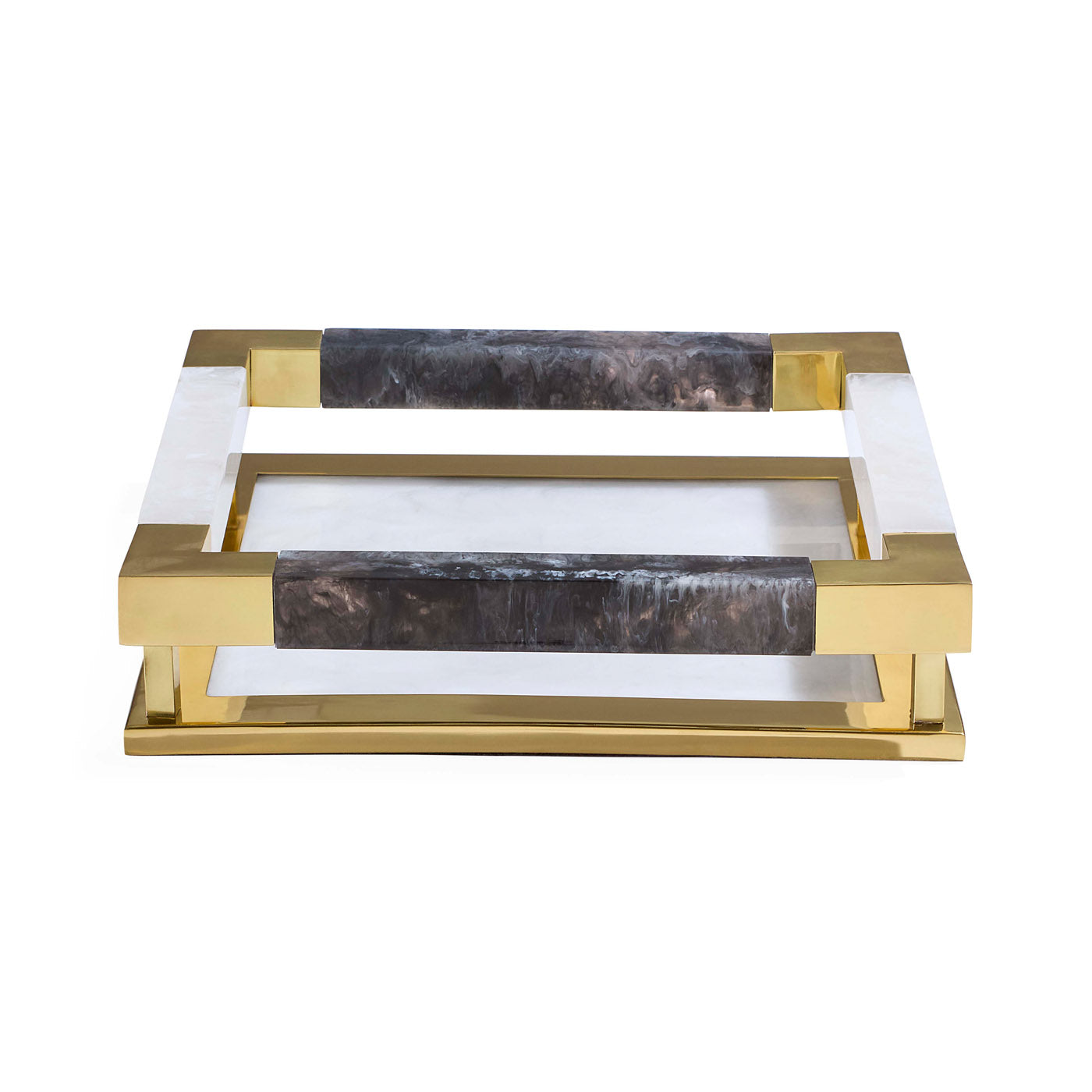 Como Black & White Square Tray - Modern Serving Tray for Coffee Table, Dining Table, and Home Decor | Perfect for Entertaining Guests, Organizing Essentials, and Stylish Display