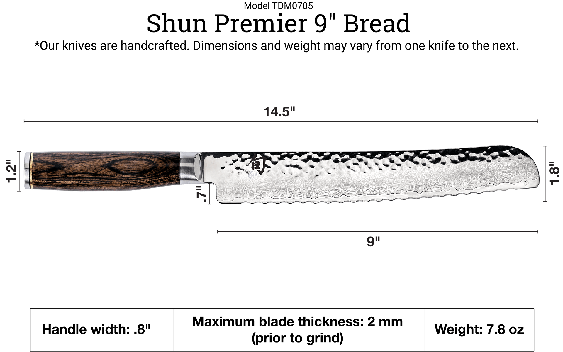 Shun Premier 9-Inch Bread Knife - Ultra-Sharp Japanese Steel Blade for Slicing Bread, Cakes & Pastries - Perfect for Home Bakers & Professional Chefs