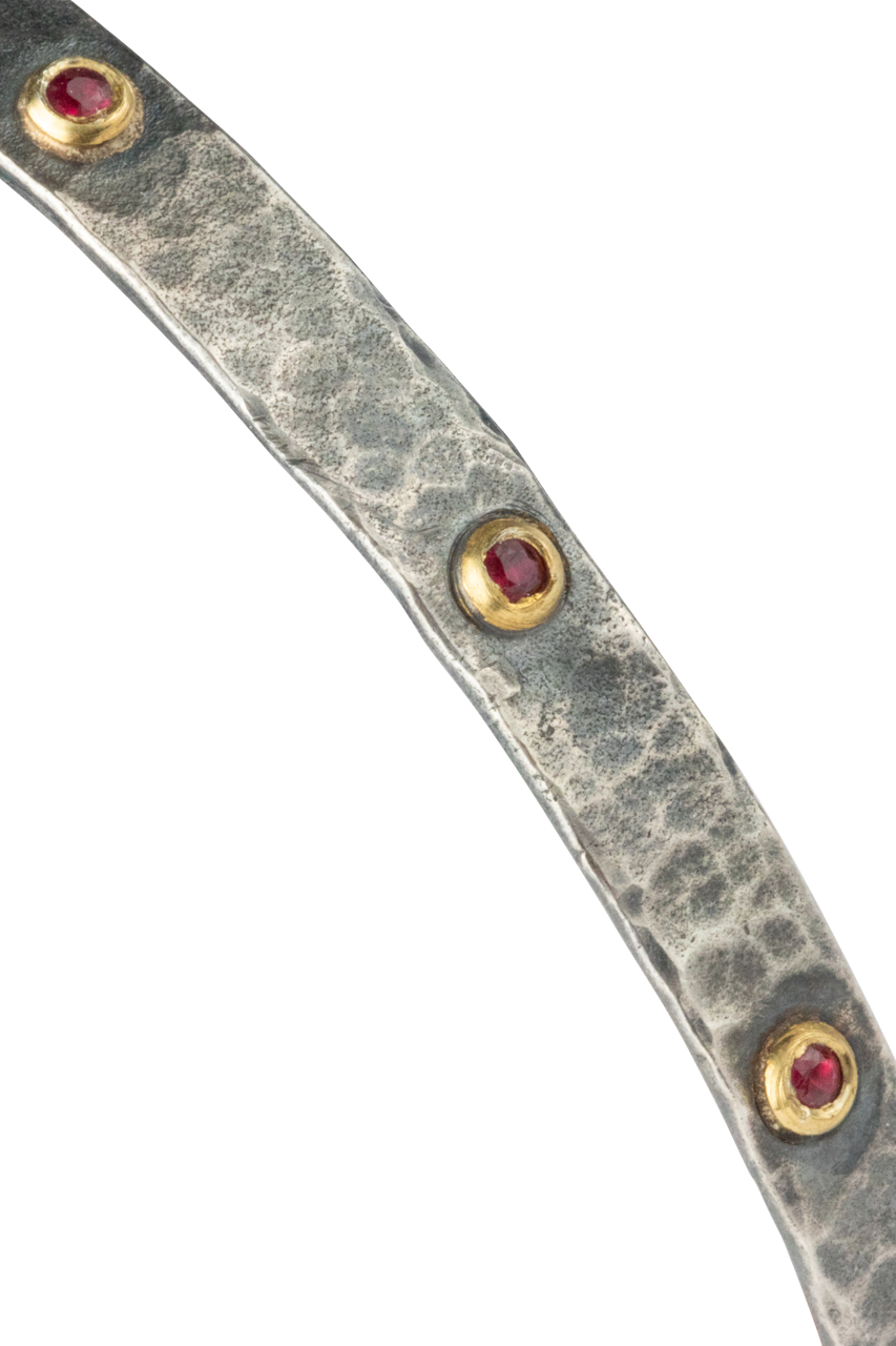 Elegant Ruby & Sterling Silver Dainty Cuff Bracelet for Women - Perfect for Weddings, Date Nights & Special Occasions