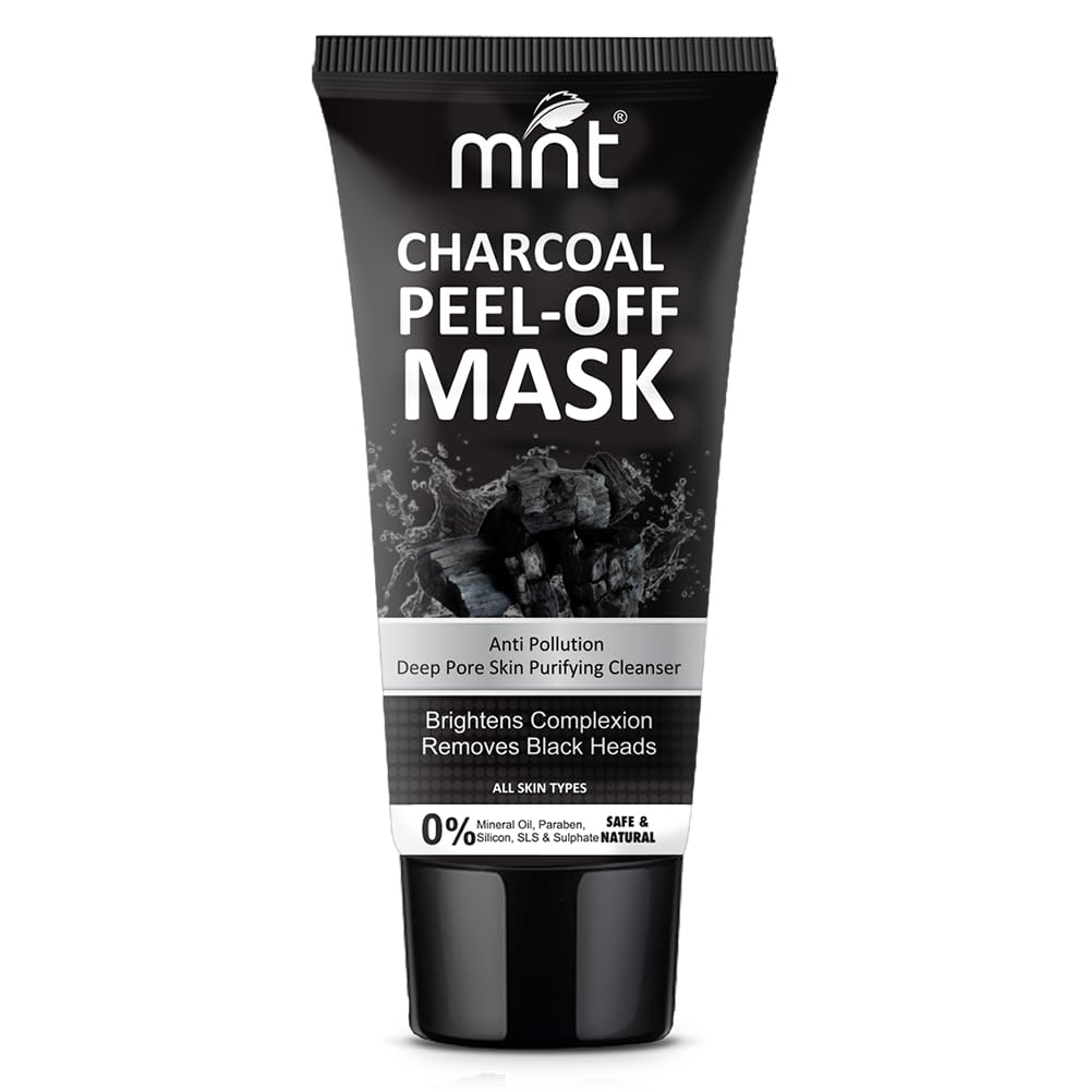 Best MNT Charcoal Peel Off Mask for Women & Men - Deep Cleansing Blackhead & Whitehead Remover for Oily Skin & Dull Face - 100g Detoxifying Facial Mask for Spa Night & Self Care Routine