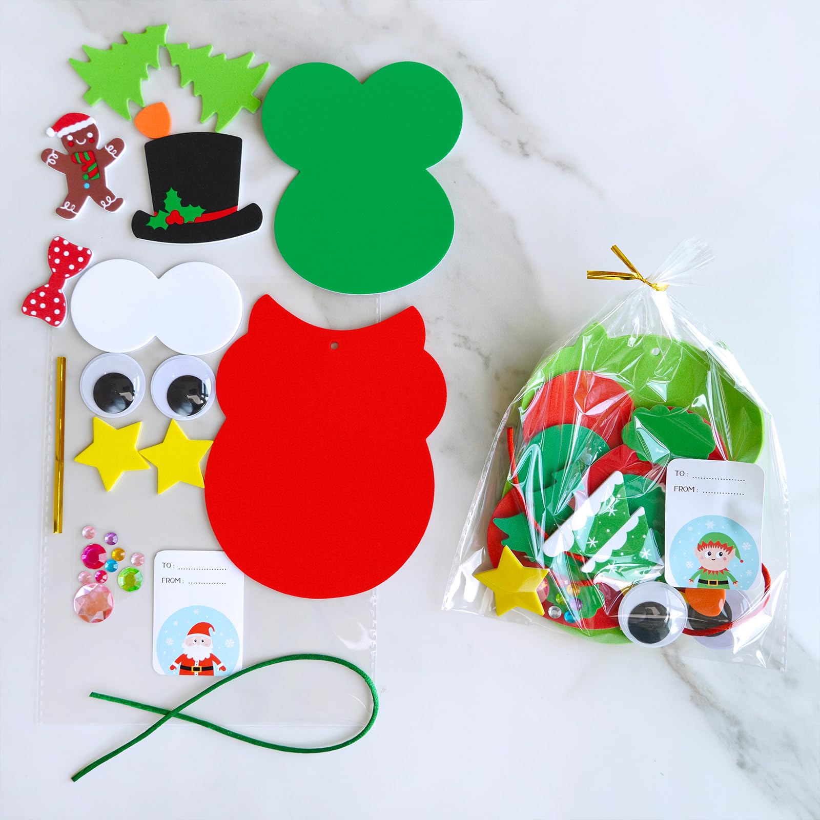 Winlyn 24 Sets Christmas Craft Kits - DIY Foam Owl Ornaments & Holiday Stickers for Kids, Winter Crafts, Christmas Tree Decorations - Perfect for Home, Classroom Activities & Holiday Party Favors