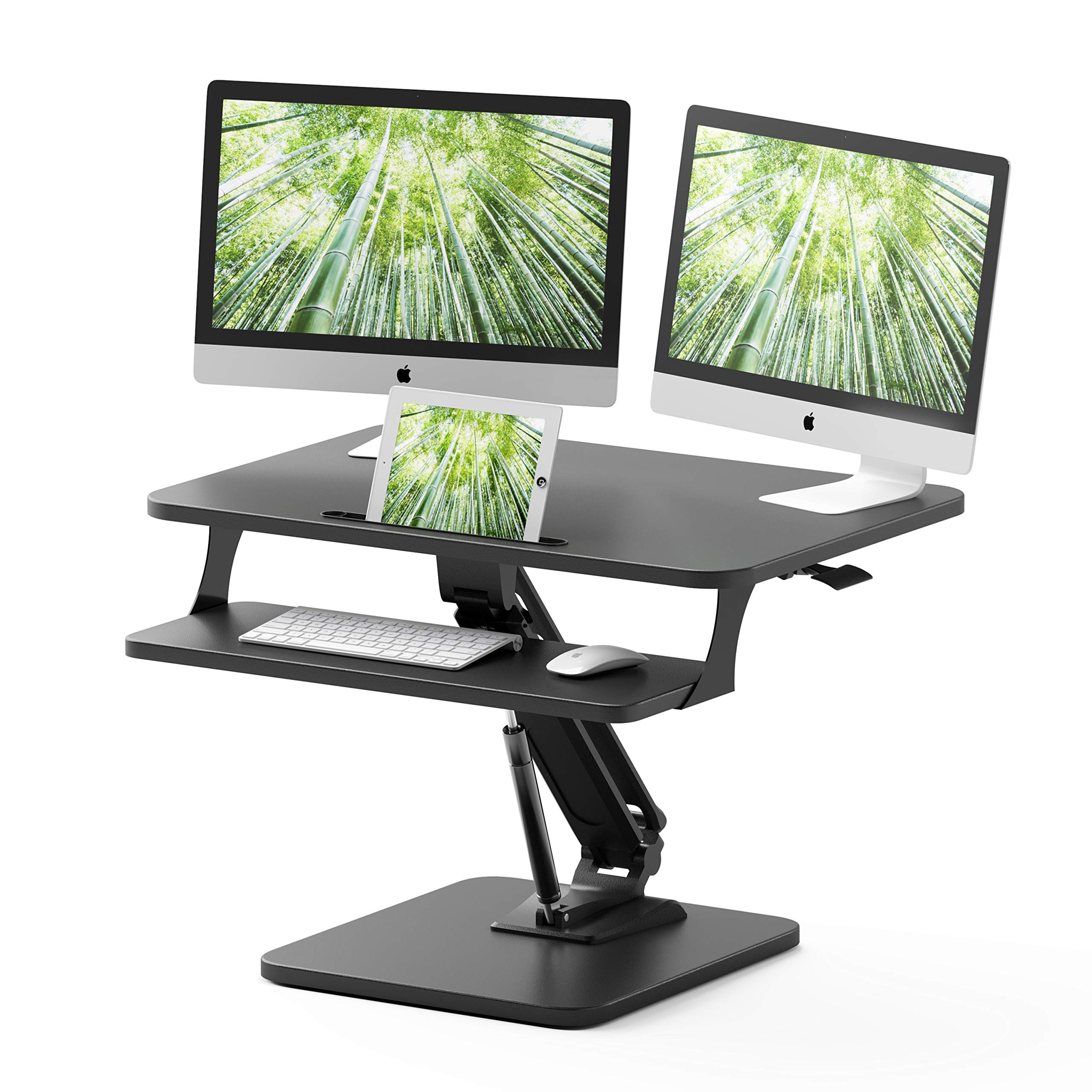 ZHU CHUANG Adjustable Standing Desk Converter - Gas Spring Sit Stand Workstation, Black (2-Pack) - Perfect for Home Office, Gaming & Workspace Ergonomics