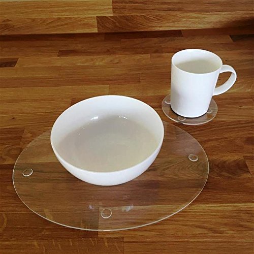 Clear Oval Placemat and Round Coaster Set of 8 - Non-Slip Table Protectors for Dining, Coffee Tables & Home Decor - Perfect for Everyday Use & Entertaining Guests
