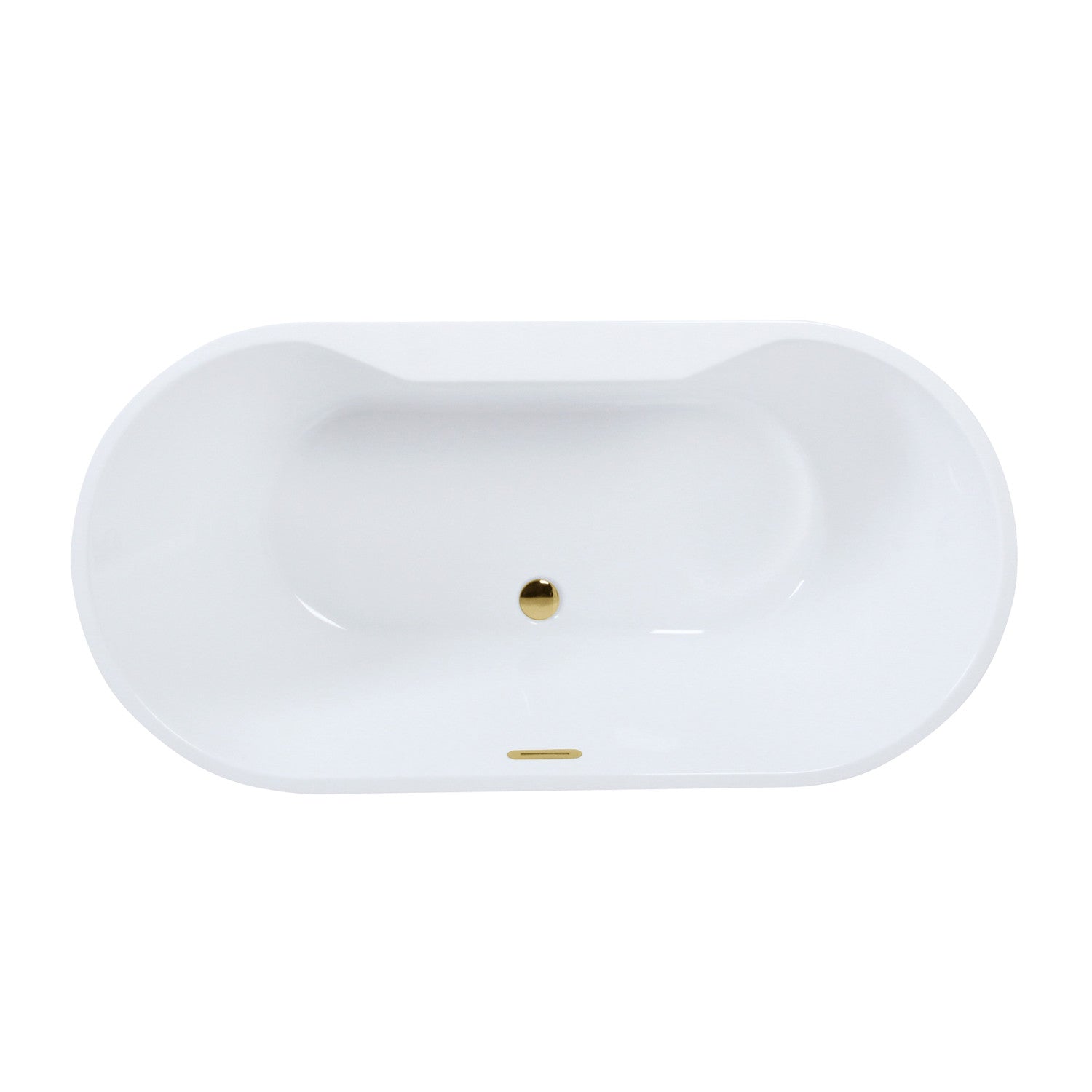 Aqua Eden 55 Inch Acrylic Oval Freestanding Bathtub - Glossy White with Polished Brass Trim - Double Ended Soaking Tub with Drain - Perfect for Luxury Bathrooms & Spa Retreats