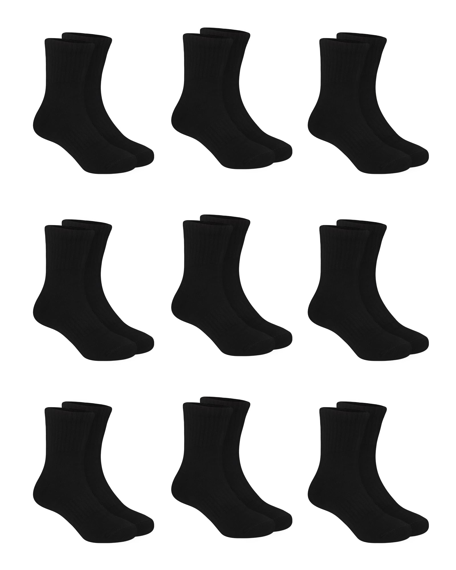 Witwot 9 Pairs Boys & Girls Sports Socks - Striped Cushioned Athletic Socks for Kids Ages 2-15 - Comfortable School & Running Socks for Active Children