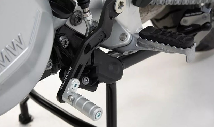 SW Motech Adjustable Folding Shift Lever for BMW F850GS & F750GS Motorcycles - Off-Road & Adventure Riding Gear Upgrade