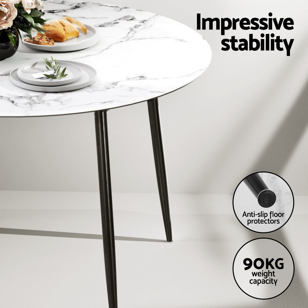 Artiss 5-Piece Dining Table Set with 4 Chairs - Modern Marble Top Black Kitchen Table for Small Space, Breakfast Nook & Apartment Dining
