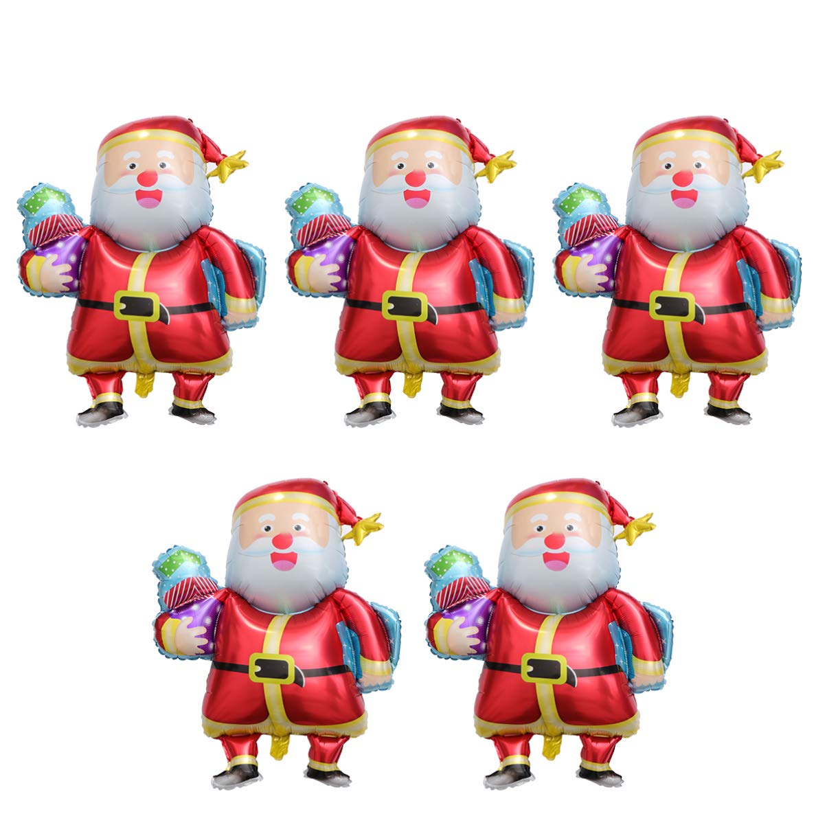 PRETYZOOM 5-Pack Christmas Santa Claus Foil Balloons - Giant Mylar Holiday Party Decorations for Xmas Tree, Home, Office & Festive Celebrations