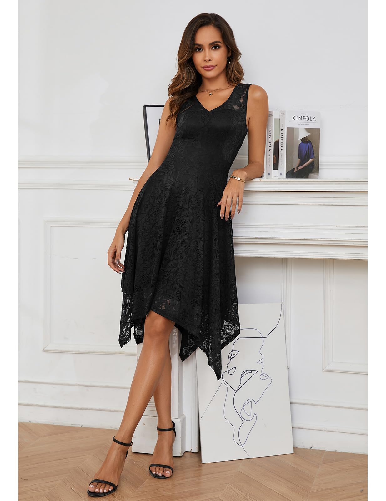 Meetjen Women's Elegant Lace Cocktail Party Dress 2025 - Handkerchief Hem Formal Gown for Wedding Guest, Bridesmaid & Prom | Perfect for Evening Galas, Cocktail Receptions & Special Occasions