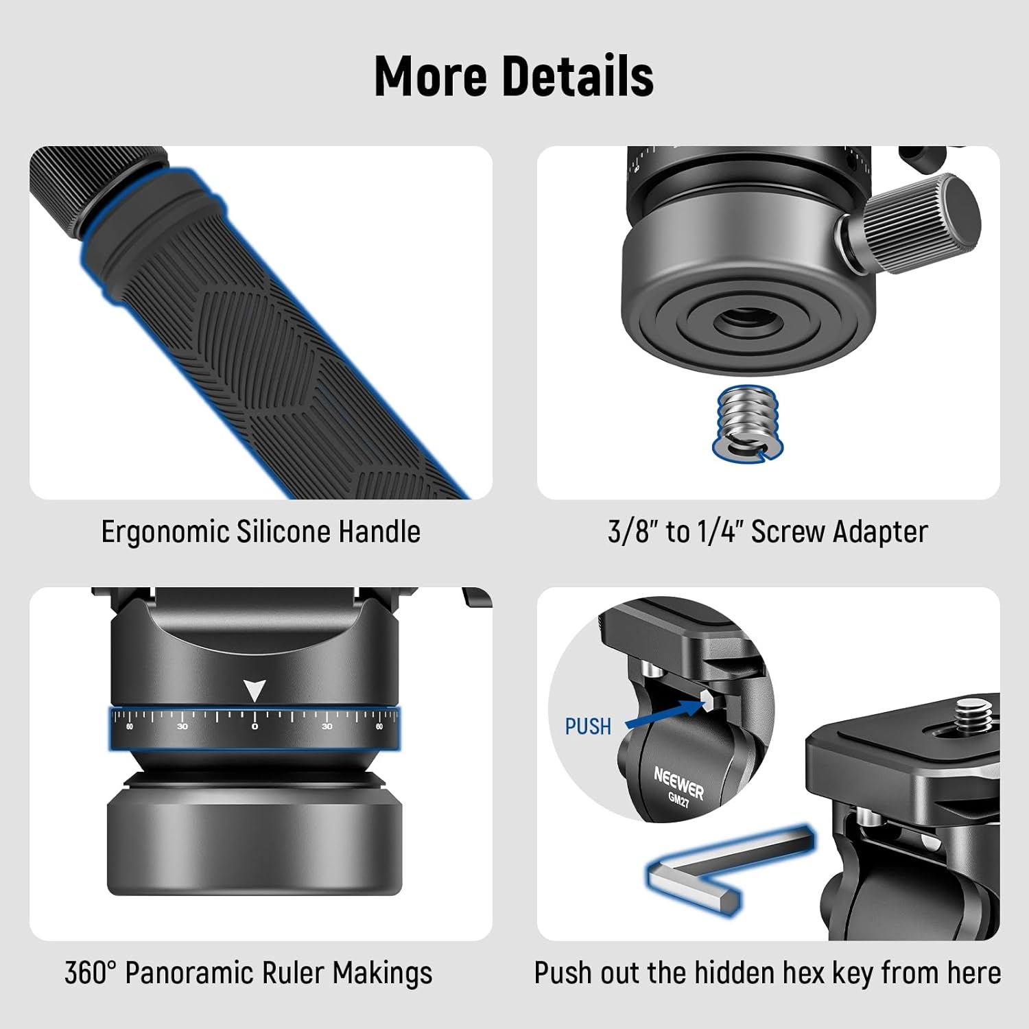 NEEWER GM27 Professional 75mm Video Tripod Fluid Head with 360° Pan & 90° Tilt - Smooth Camera Movement for DSLR, Mirrorless, Camcorders - Perfect for Vlogging, Filmmaking, Live Streaming & Photography