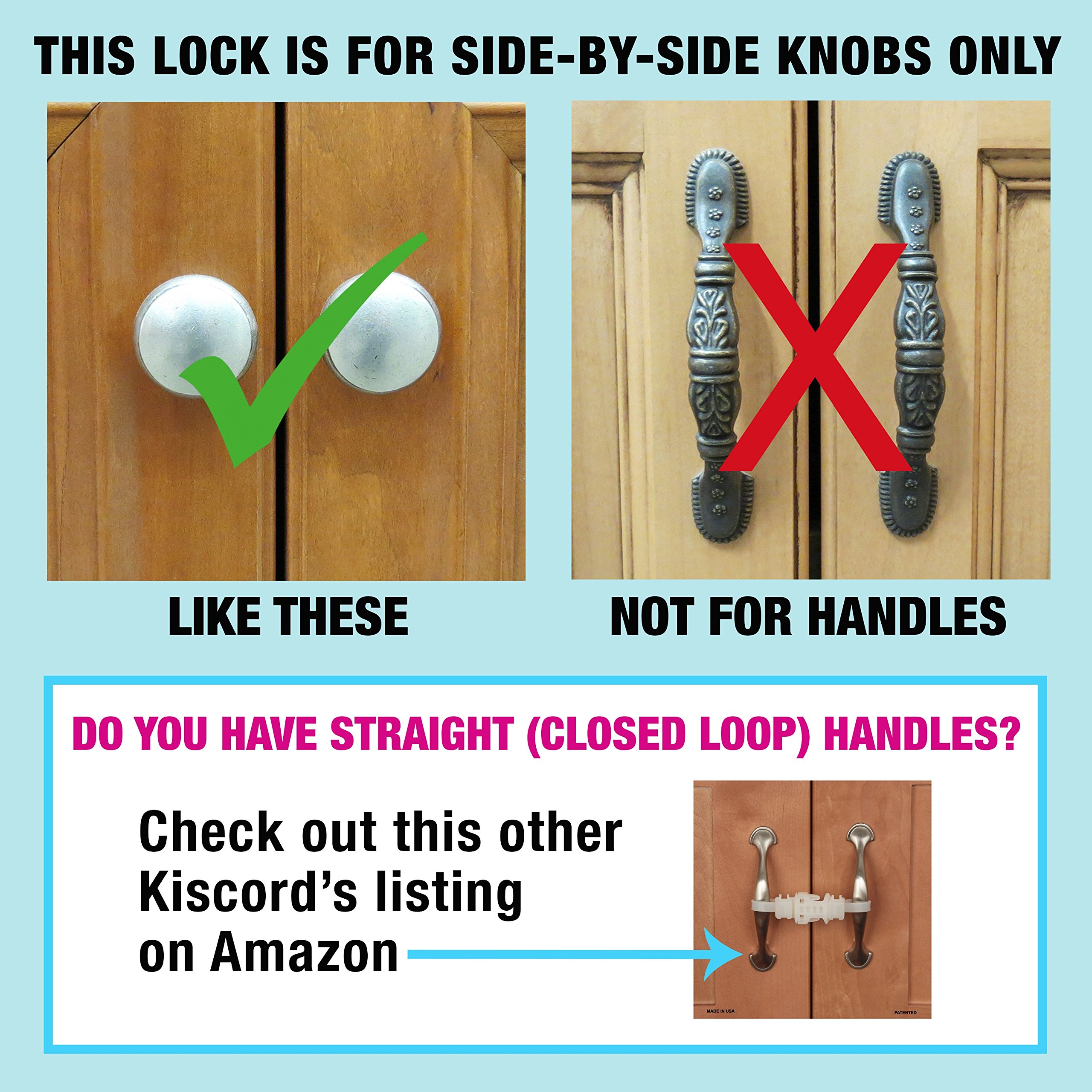 Baby Safety Cabinet Locks - Child Proof Cabinet Latches for Knobs, No Drill No Screw No Adhesive Home Safety Straps (White) - Perfect for Kitchen, Bathroom, RV & Nursery Childproofing