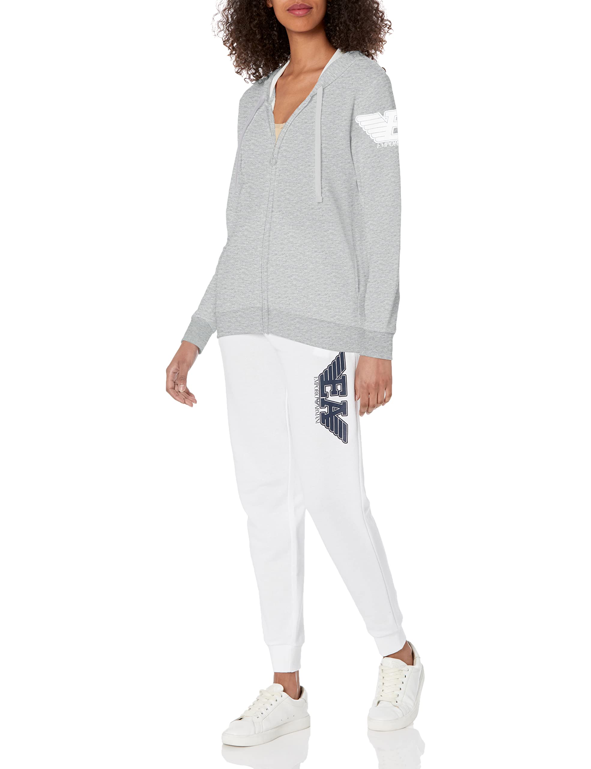 Emporio Armani Women's Iconic Terry Full Zip Jacket & Pants Set - Comfortable Lounge Wear for Home, Gym, and Casual Outings