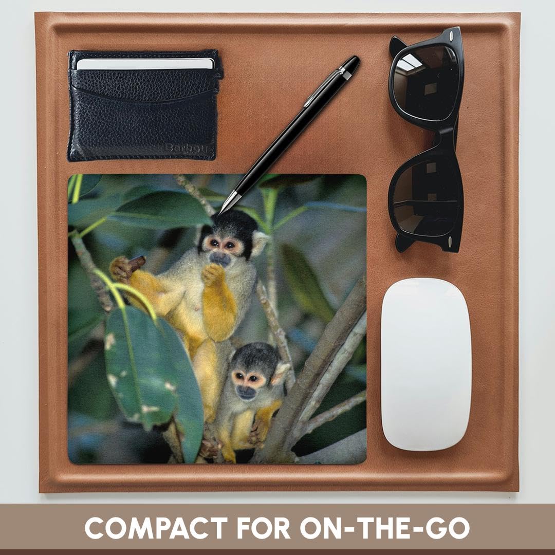 3DRose 8x8 Inch Mouse Pad with Common Squirrel Monkey Amazon Wildlife Design - Non-Slip Rubber Base Computer Gaming Mousepad for Office & Home Use (Kevin Schafer Photography Collection)