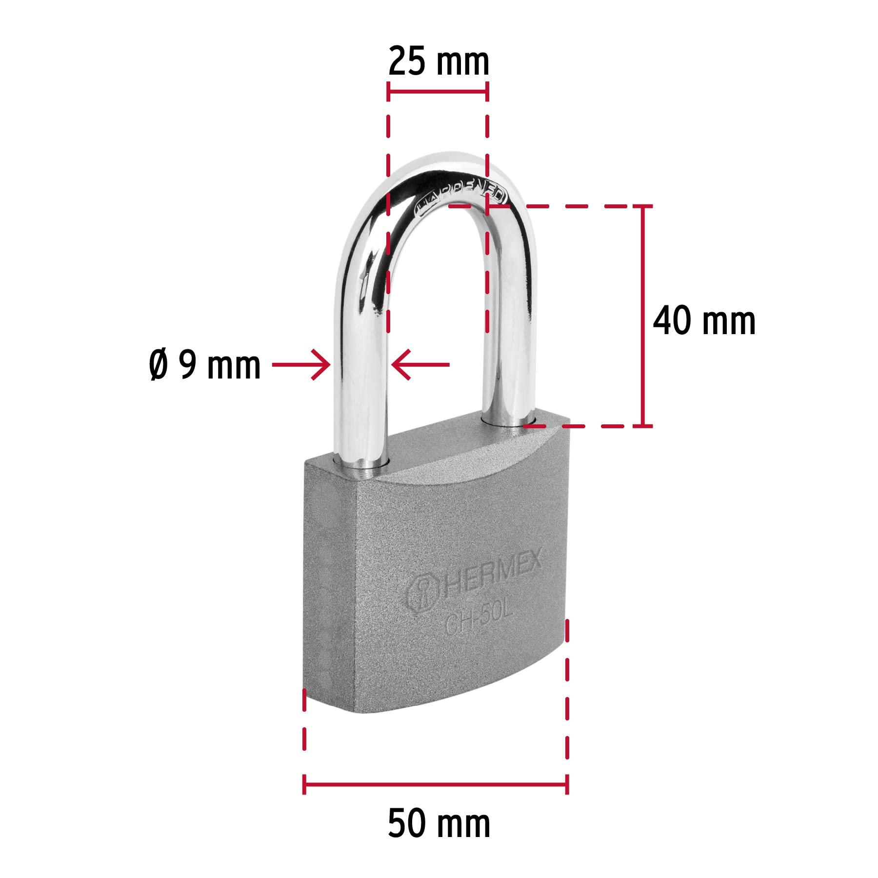 Heavy Duty 50mm Iron Padlock with Long Hook - Secure Storage Boxes, Toolboxes, Lockers & Outdoor Gates