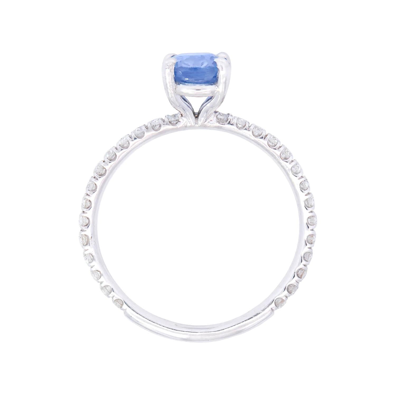 18K White Gold Sapphire & Diamond Engagement Ring for Women - Elegant Wedding, Proposal, Anniversary Gift - Perfect for Romantic Occasions