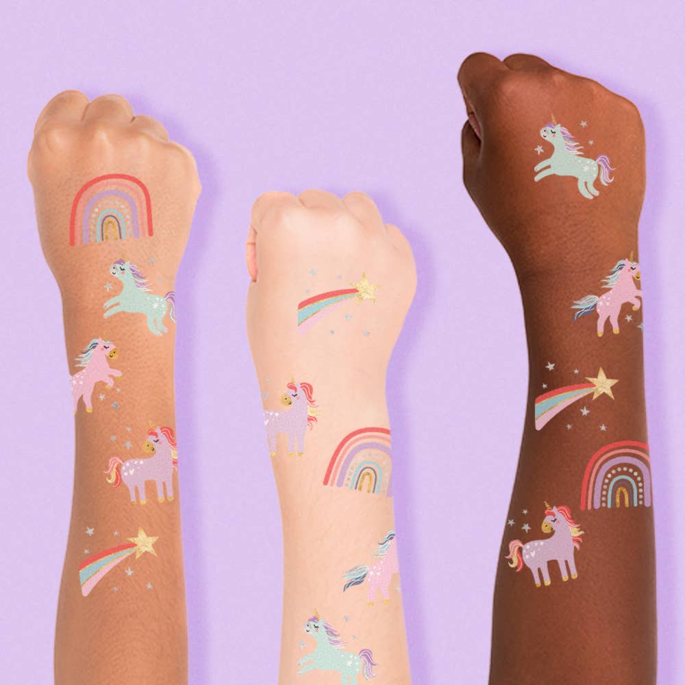 Magical Unicorn Temporary Tattoos for Kids - Waterproof Fake Tattoo Stickers for Parties, Halloween & Costume Events - Fun Body Art for Girls & Boys