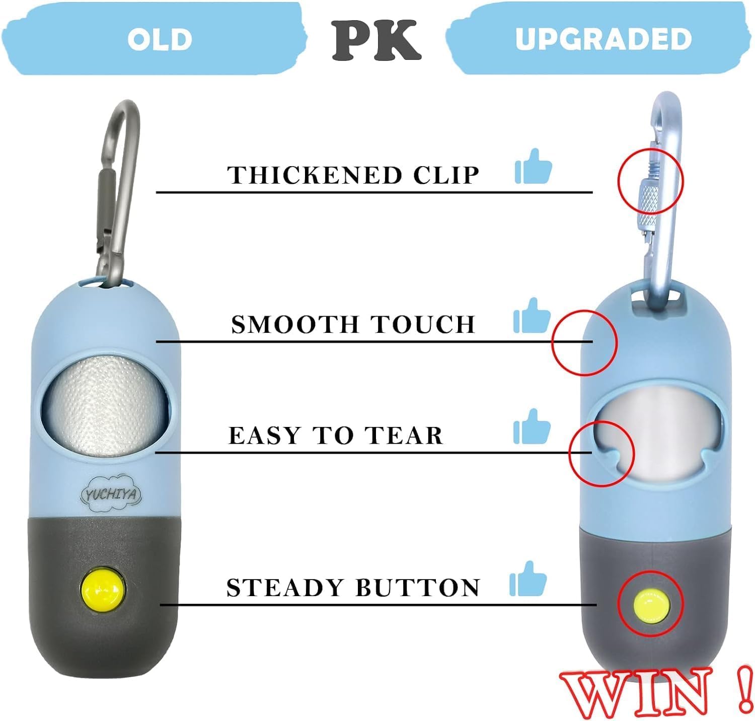 **LED Dog Waste Bags Holder with 13 Leak-Proof Rolls & USB Rechargeable Flashlight – Portable Poop Bag Dispenser for Night Walks (Sky Blue) – Perfect for Pet Owners, Dog Walking & Outdoor Adventures**