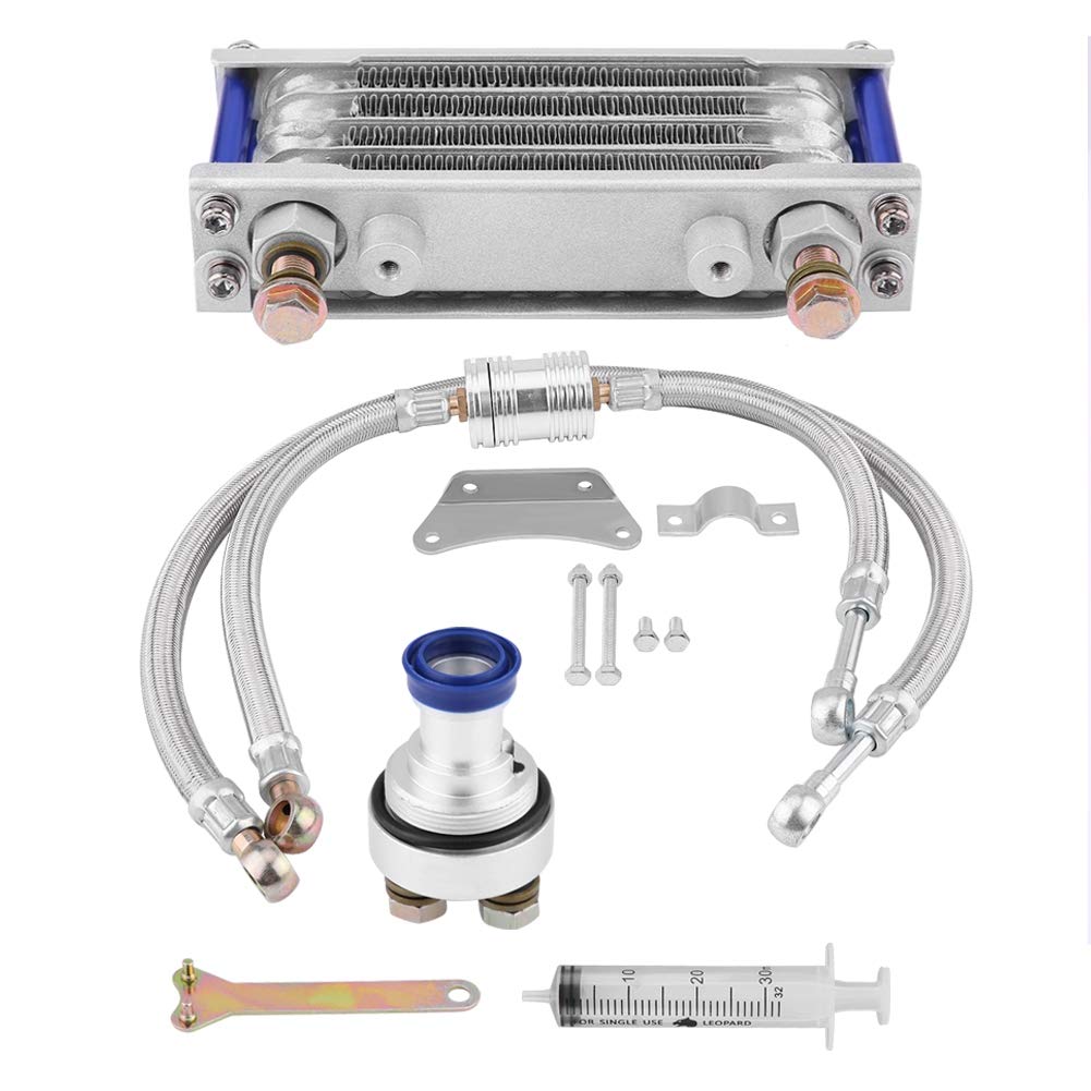 High Performance Motorcycle Oil Cooler Kit - Compatible with CB/CG 100CC-250CC Engines - Durable Aluminum Oil Cooling Radiator System (65ML, Silver) - Perfect for Engine Temperature Control & Long Rides