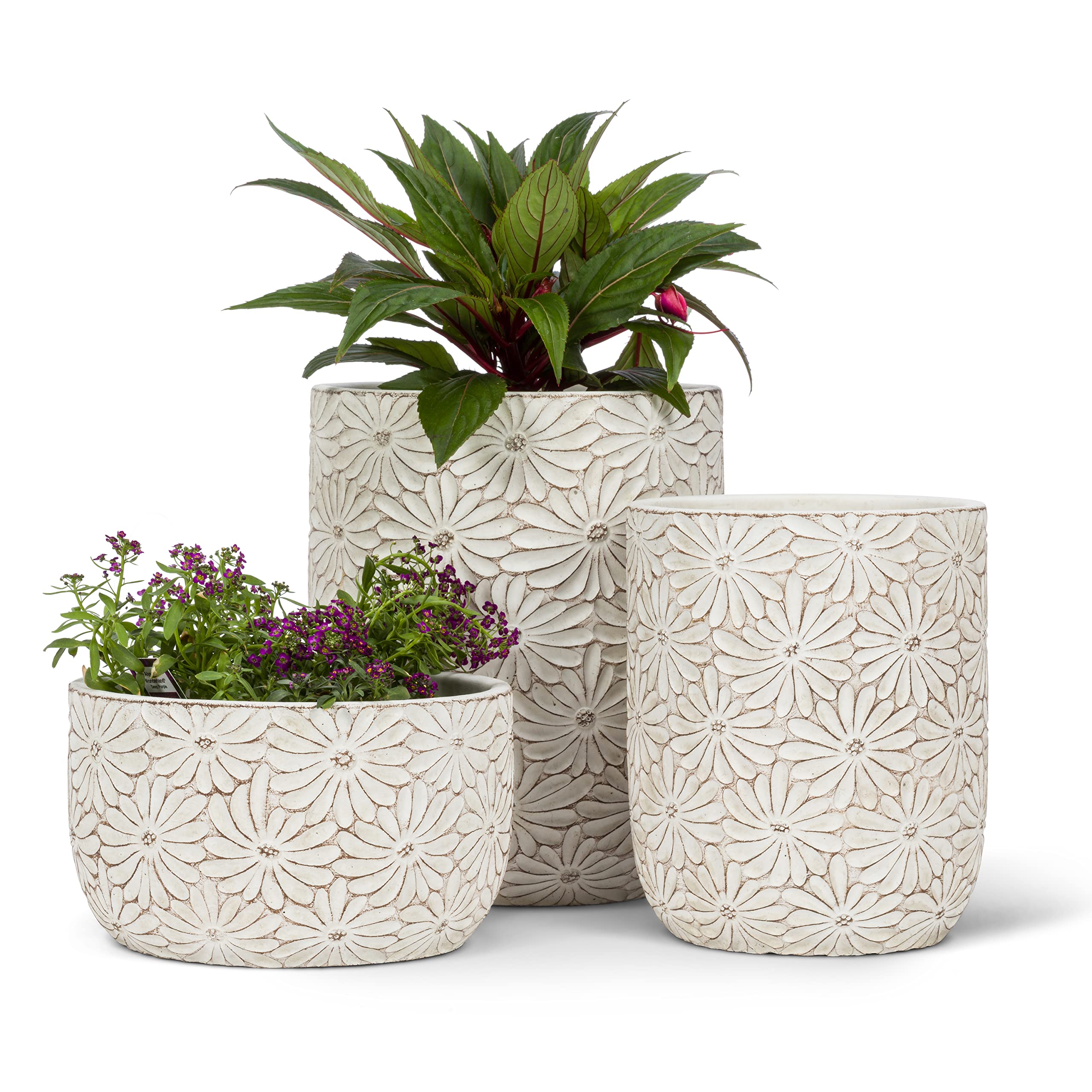 Abbott Collection Small Daisy Vase and Planter - 6.5 Inch White Ceramic Flower Pot for Home Decor, Wedding Centerpieces, and Tabletop Arrangements