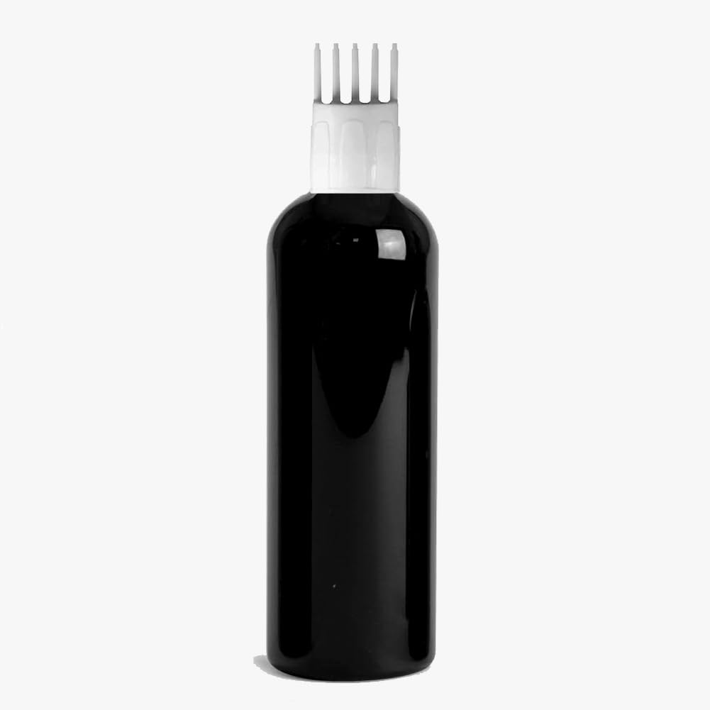MAPPERZ Empty Cylindrical Bottle with Applicator Brush - 1 oz Bottle for Hair Oil, Shampoo, Medicine & Dye - Perfect for Root Touch-Ups & Hair Treatments (Black, Pack of 1) - Ideal for Salon Professionals & At-Home Hair Care