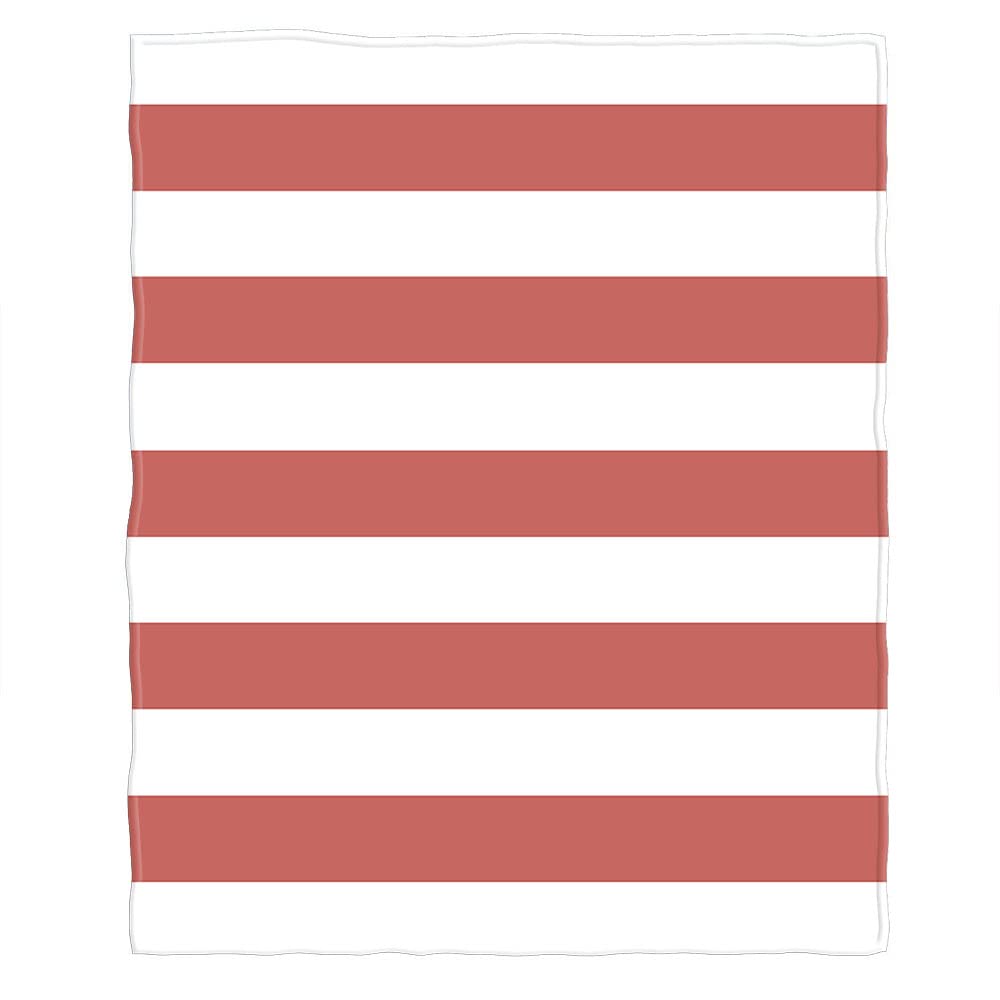 Zaueky Striped Flannel Blanket - Soft & Lightweight Red and White Horizontal Stripes - 60