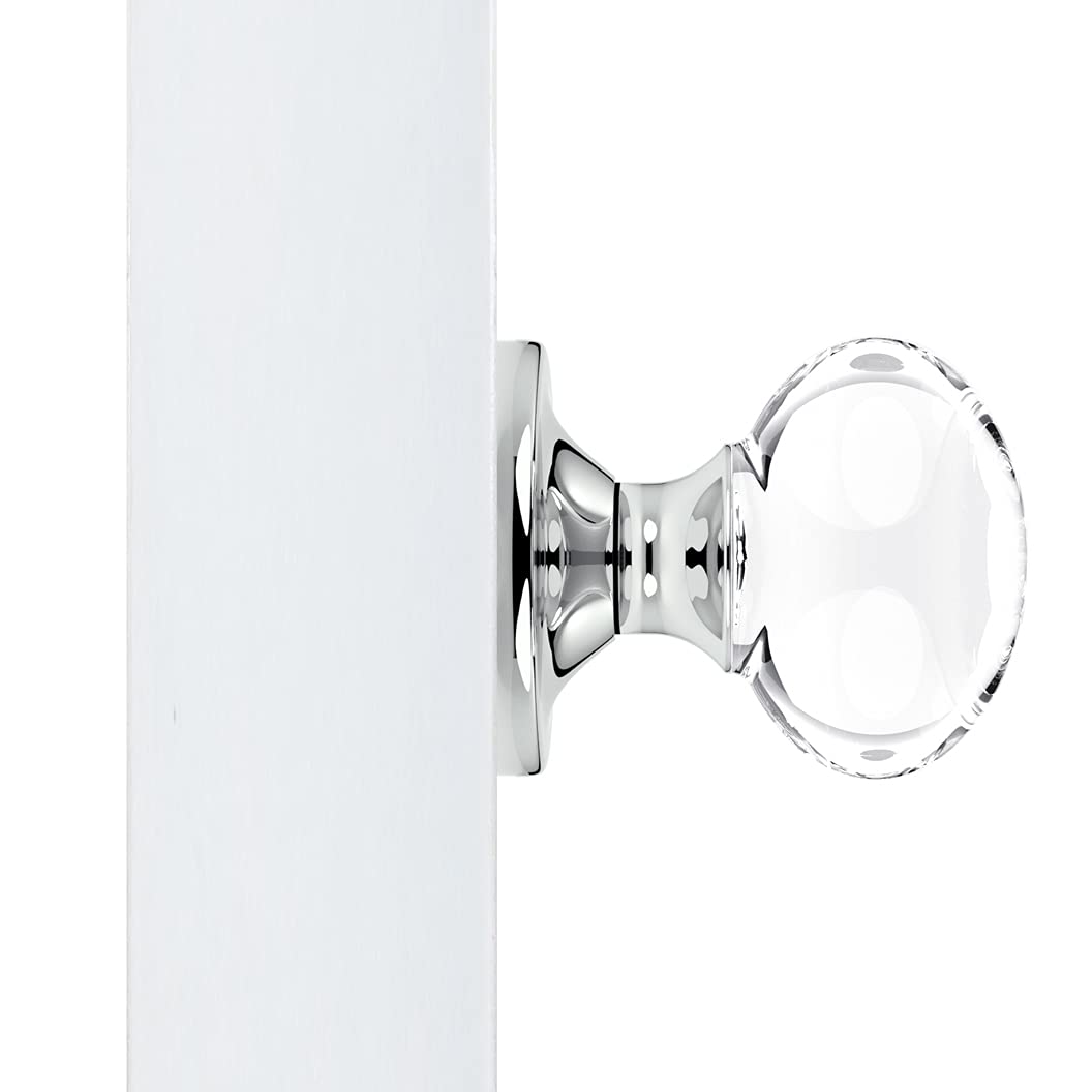 (10 Pack) Chrome Crystal Oval Egg Door Knobs with Round Rosette - Elegant Cabinet & Drawer Handles for Home Decor, Bedroom, Bathroom, and Office