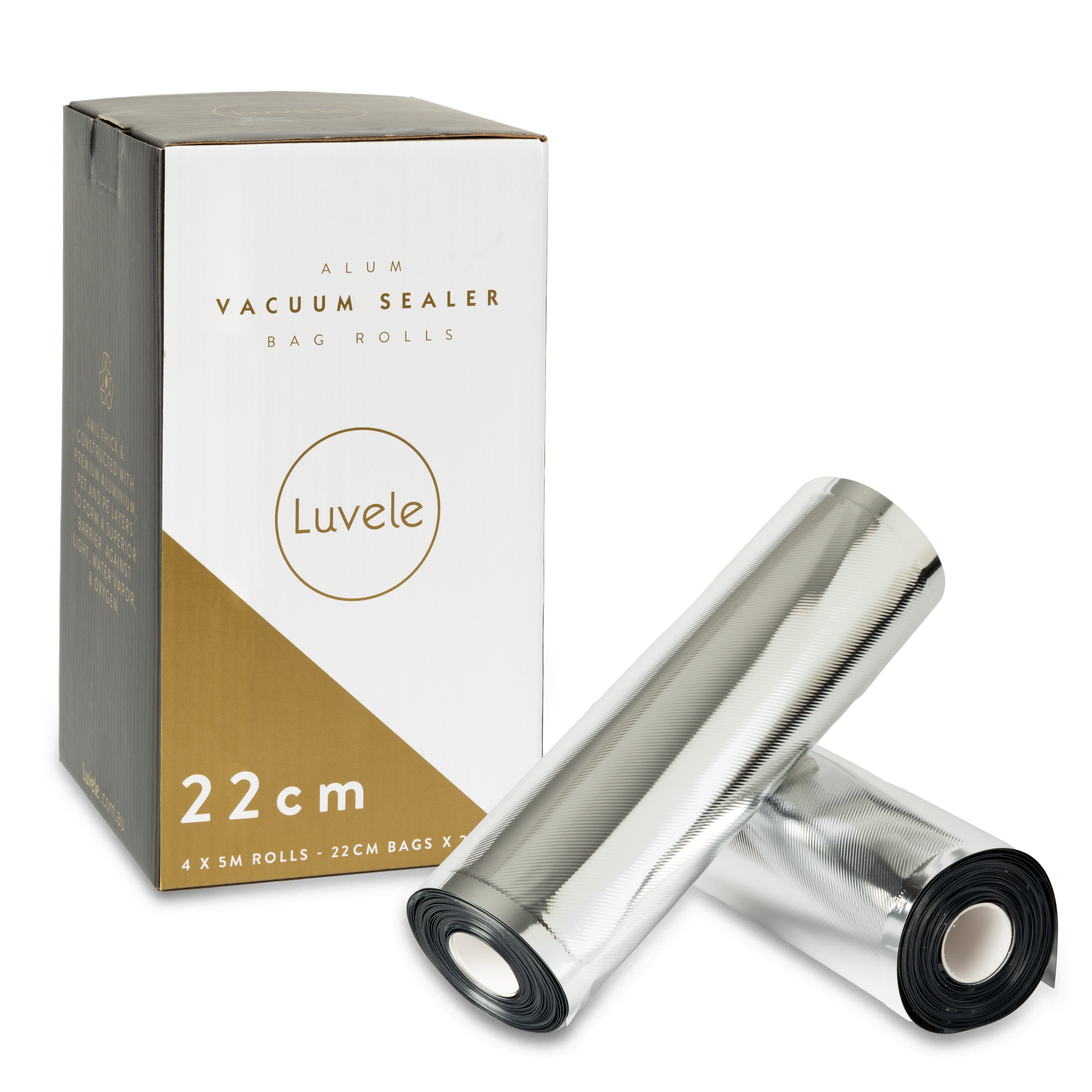 Premium 22cm x 20m Aluminum Mylar Vacuum Sealer Bags Rolls - Airtight Food Storage for Sous Vide, Freezing & Long-Term Preservation