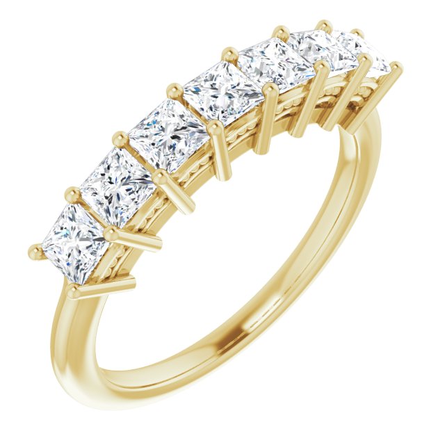 1.26 Carat Princess Cut Diamond Wedding Band - 7 Stone Anniversary Ring for Women, Elegant Bridal Jewelry, Perfect for Engagement, Proposal & Special Occasions