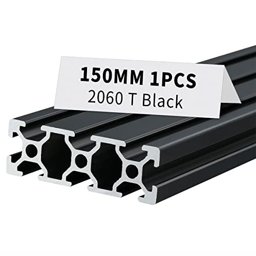 BELLA BAYS 2060 T-Slot Aluminum Extrusion Rail - 5.91 inch (150mm) Black Anodized Linear Guide Frame for 3D Printer, CNC Machine, Laser Engraver & DIY Workbench | European Standard | Durable & Precise Motion Control for Makers & Professionals