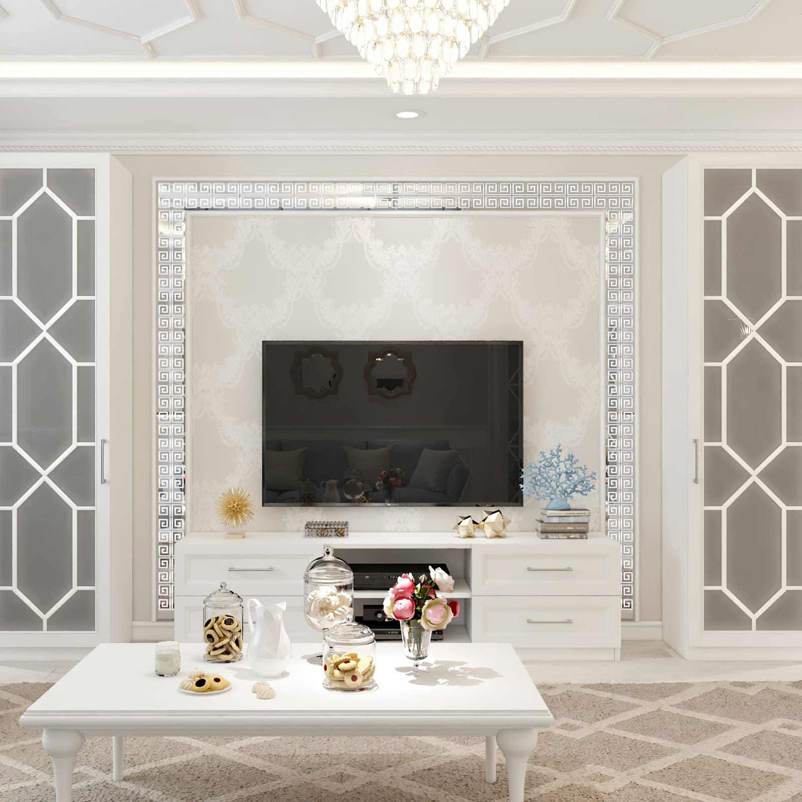 100-Piece Removable Acrylic Mirror Tiles - Self-Adhesive Wall Stickers for Home Decor - Silver Reflective Decals for Living Room, Bedroom & Bathroom - Perfect for DIY Wall Art, Home Aesthetics & Interior Design Projects