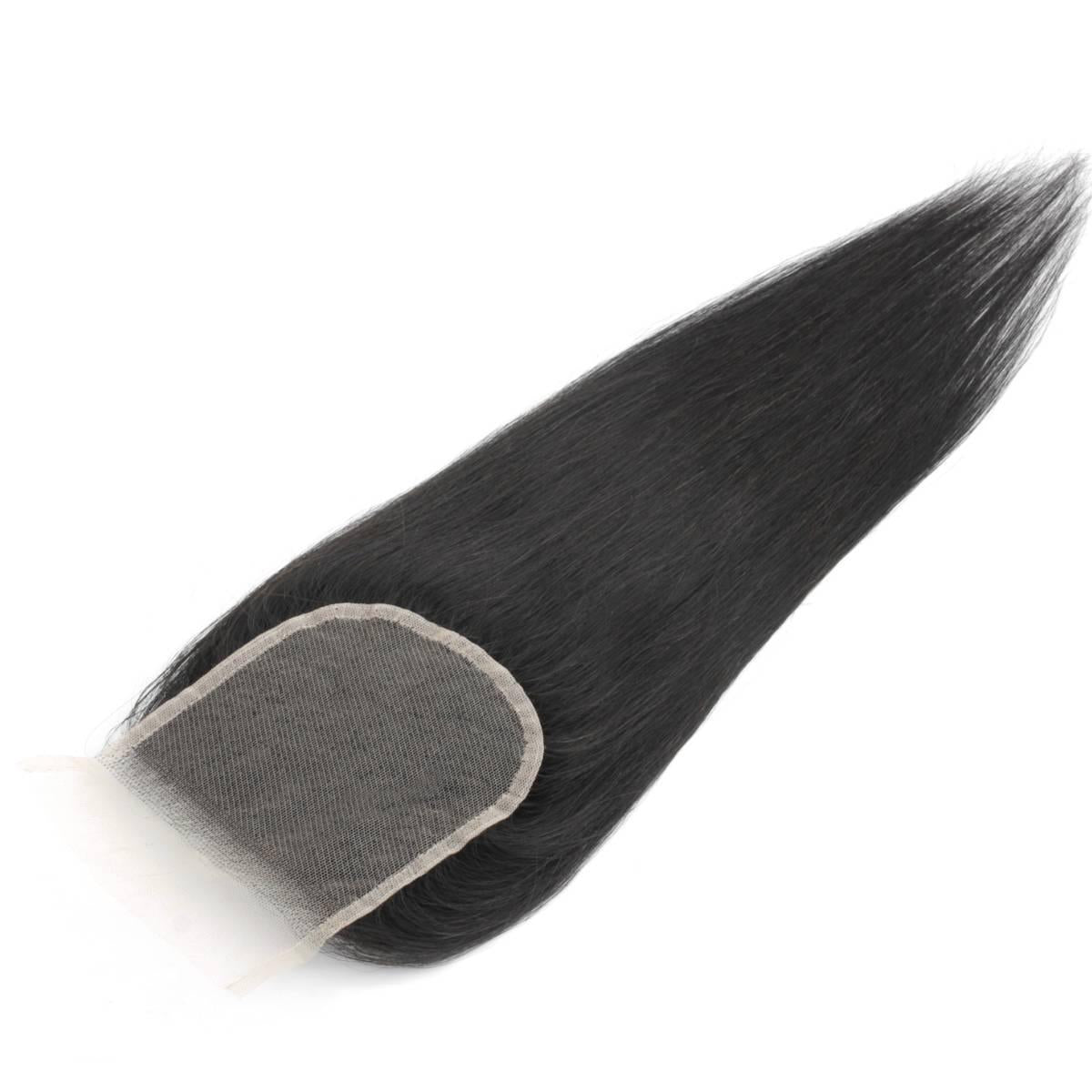 Brazilian Silky Straight 4x4 Transparent Lace Human Hair Closure - Natural Looking Hair Extension for Women | Perfect for Daily Wear, Styling & Special Occasions