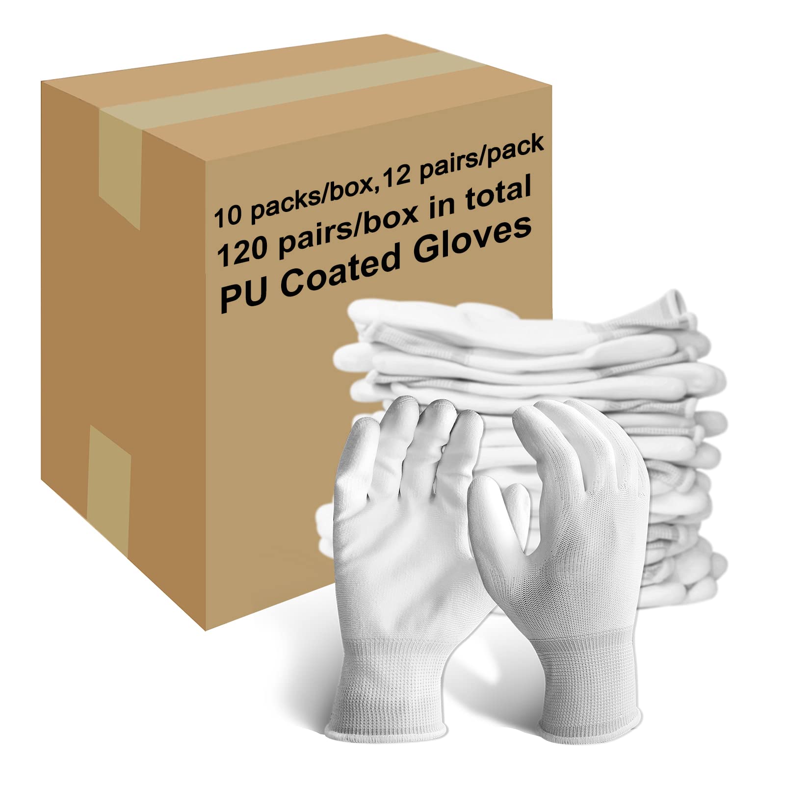 Evridwear 12 Pairs PU Coated Work Gloves - Ultra-Thin, Breathable, Light Duty Gloves for Men & Women - Perfect for Gardening, Construction, and DIY Projects