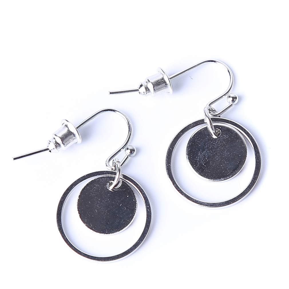 Dolland Double-Layer Geometric Round Hoop Earrings for Women - Polished Circle Pendant Drop Dangle Ear Jewelry - Perfect for Parties, Weddings & Everyday Wear