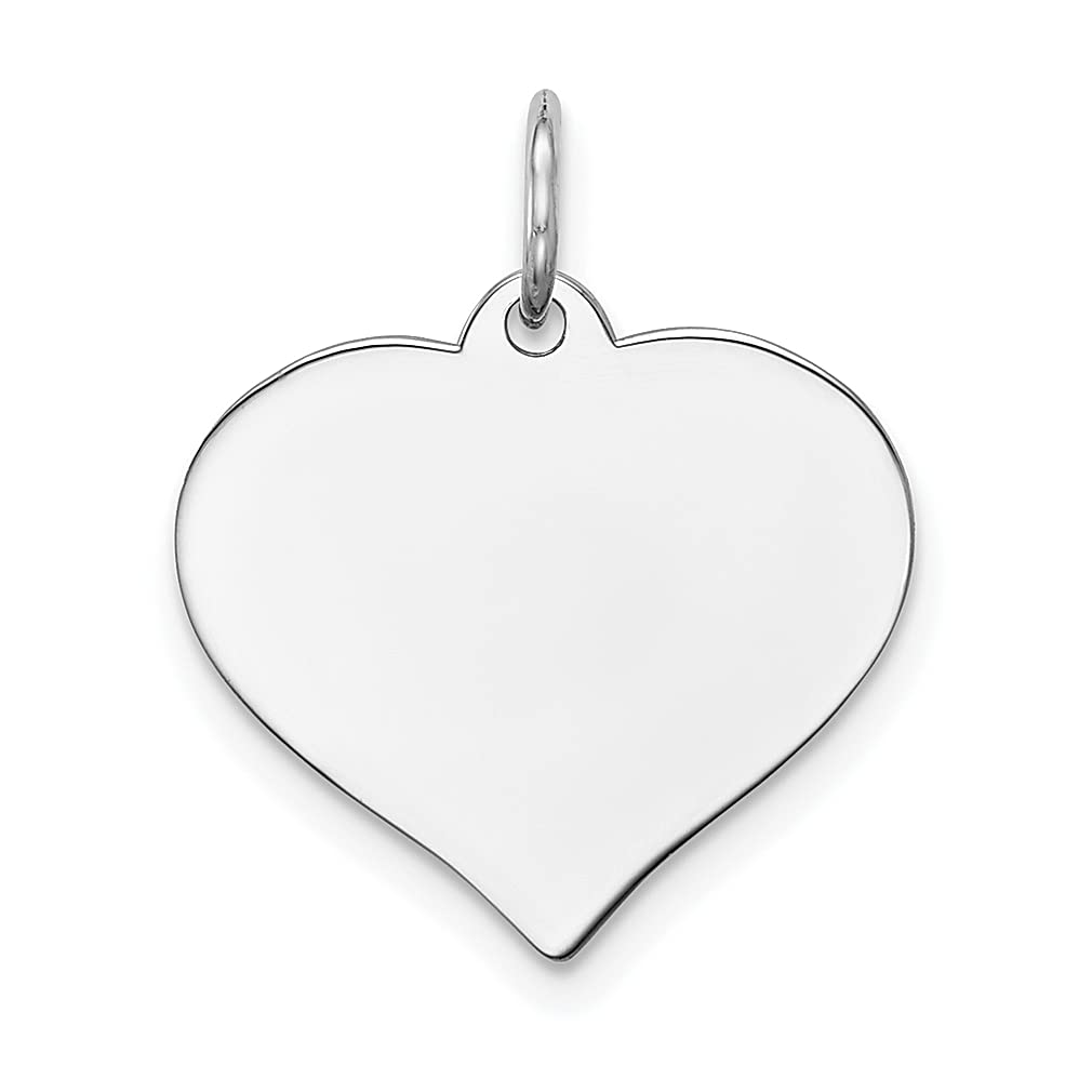 14K White Gold Heart Disc Charm Necklace - Engravable Curved Pendant for Women, Romantic Love Jewelry Gift for Her - Perfect for Anniversaries, Valentine's Day & Special Occasions