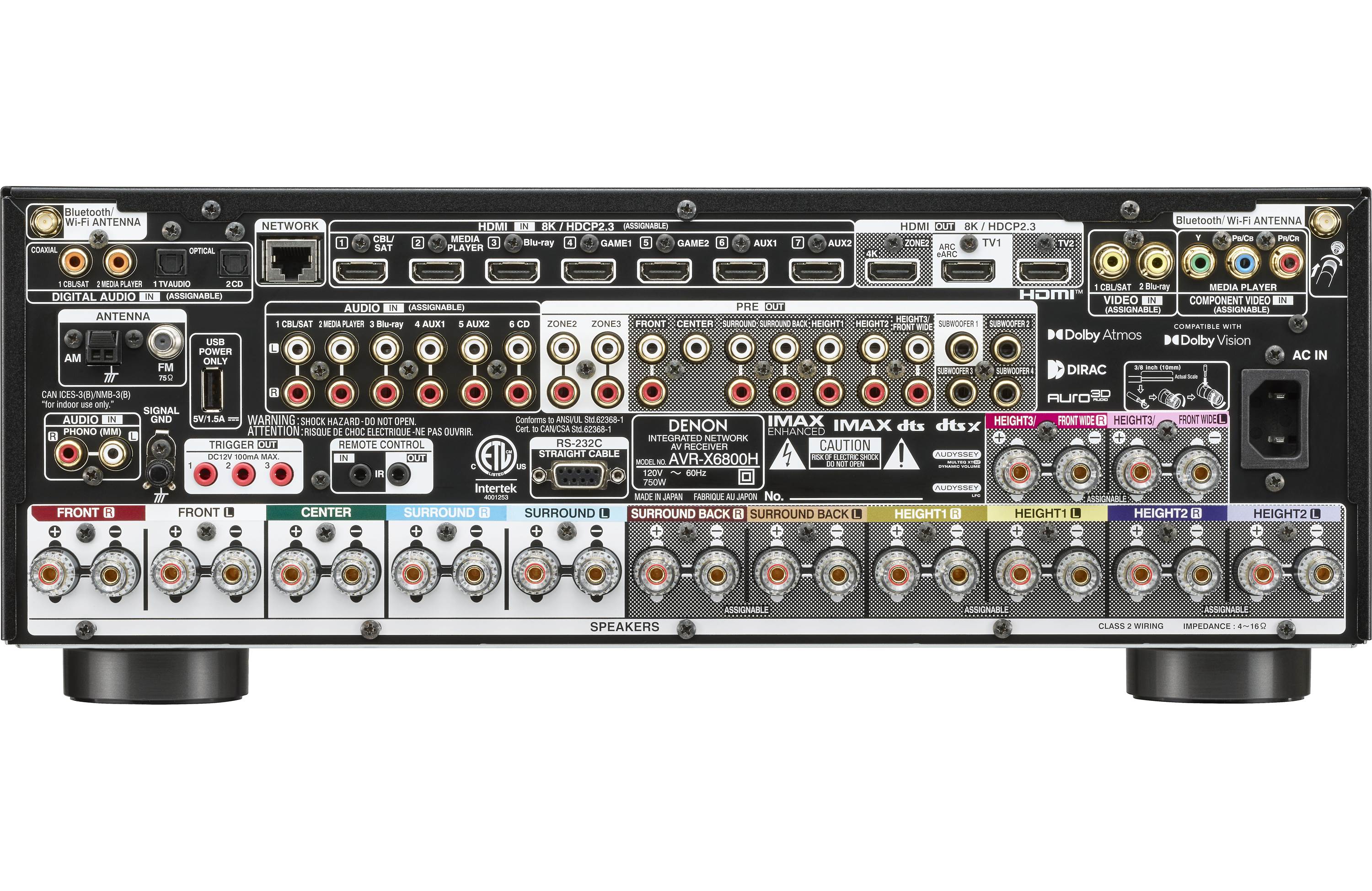 Denon AVR-X6800H 11.4 Channel 8K Ultra HD AV Receiver with Dolby Atmos, DTS:X & Dirac Live | Home Theater System for Movies, Gaming & Music Streaming