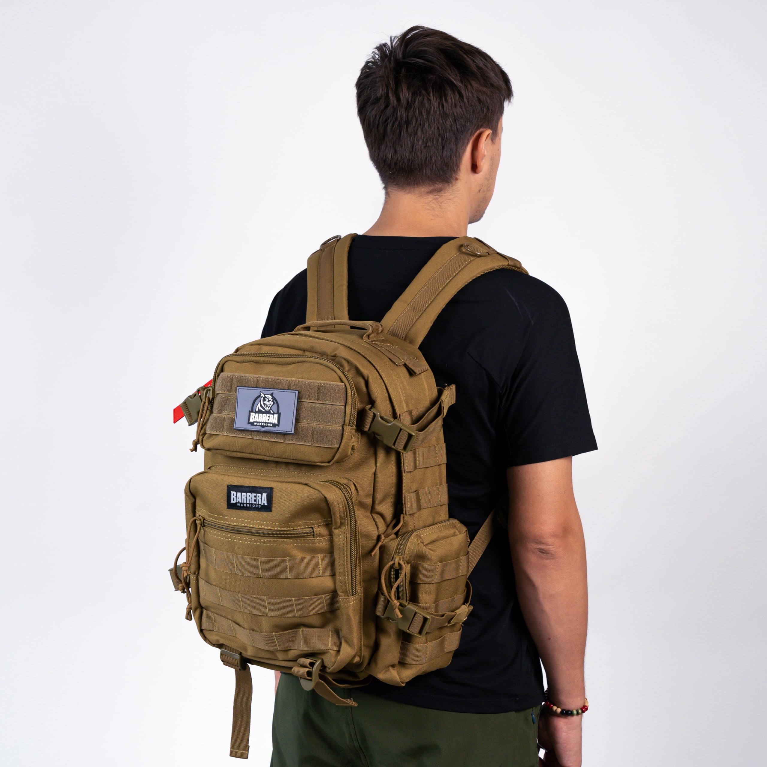 BARRERA Warriors 25L Tactical Backpack - Military MOLLE Assault Pack for Men, Durable Outdoor Hiking & Travel Backpack with Laptop Compartment (Mud Brown) - Perfect for Camping, Hiking, Airsoft & Everyday Use