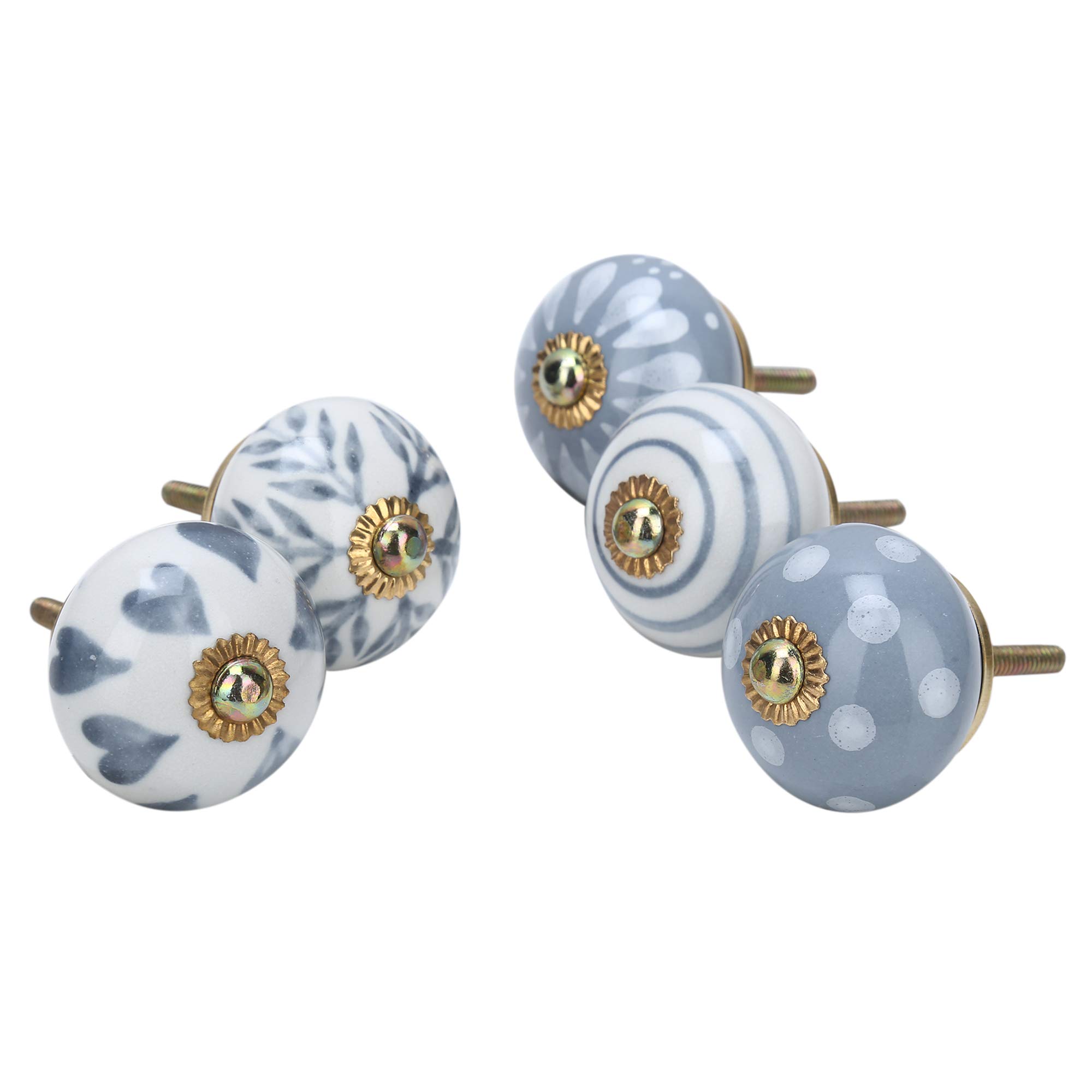 RAJRANG Ceramic Boho Knobs & Pulls - 25-Pack Antique Hand-Painted for Kitchen & Dresser