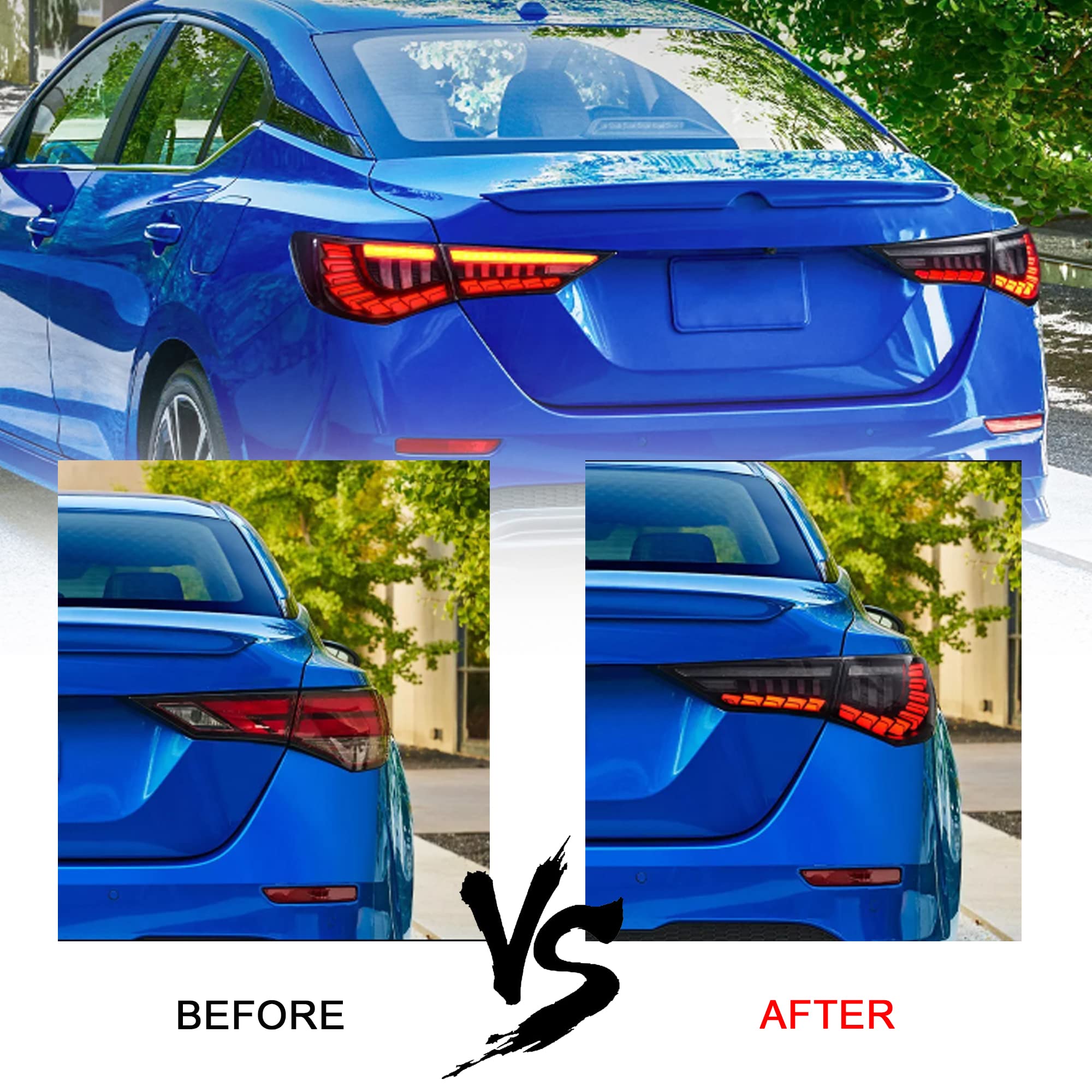 Smoked LED Tail Lights Assembly for Nissan Sylphy/Sentra 2019-2022 - Sequential Turn Signals with Dynamic Animation | Rear Lamps Replacement | Enhanced Night Driving Safety & Style Upgrade