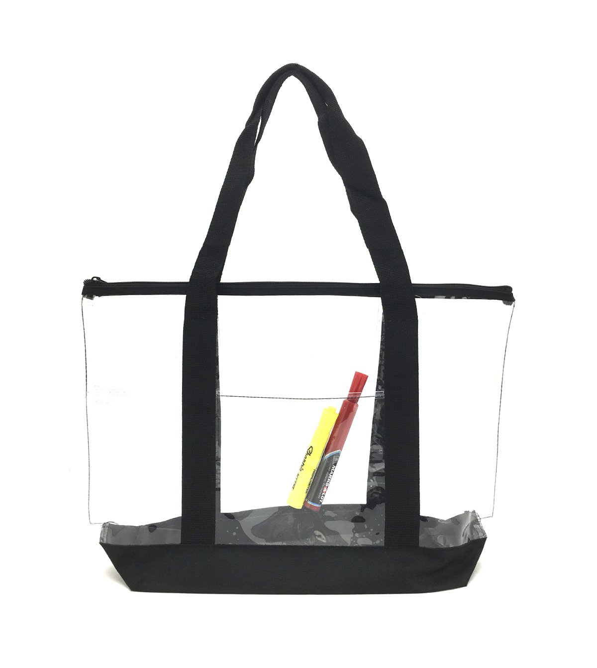 Clear PVC Zipper Tote Bag - Waterproof Security Work Tote for Office, Gym & Travel - Red Transparent Shoulder Bag for Women & Men