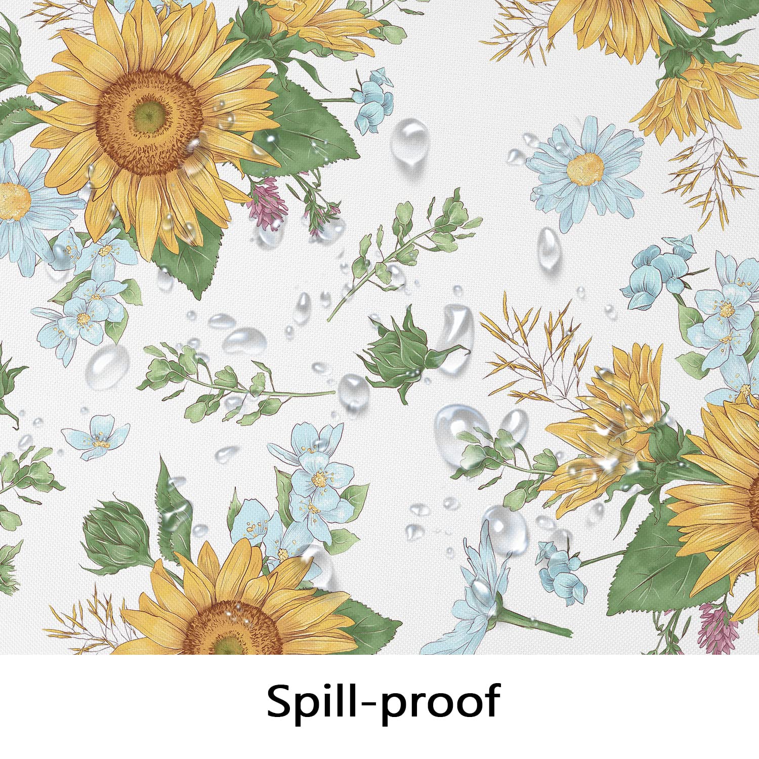 Sunflower Tablecloth - Yellow Floral Waterproof Fabric for Indoor & Outdoor Use, Wrinkle-Free & Durable Rectangle Table Cover (60x84, 60x102, 60x120 Inch) - Perfect for Picnics, Parties, and Dining Decor