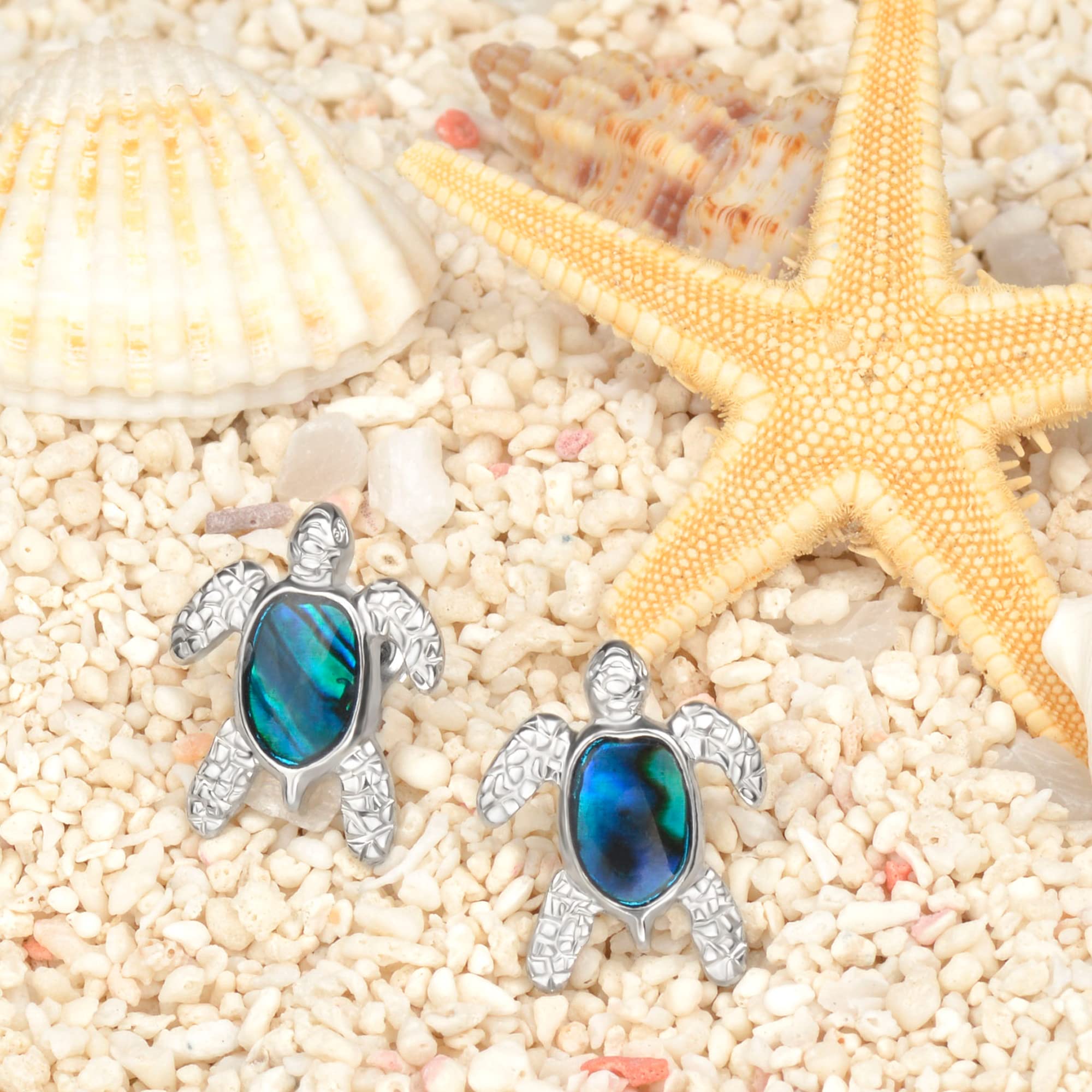 Starfish Dangle Drop Earrings for Women - Abalone Shell Ocean Beach Jewelry with Sea Turtle, Sand Dollar & Dolphin Charms | Perfect Mermaid Tail, Shark & Jellyfish Gifts for Her | Ideal for Beach Vacations, Summer Parties & Coastal Fashion
