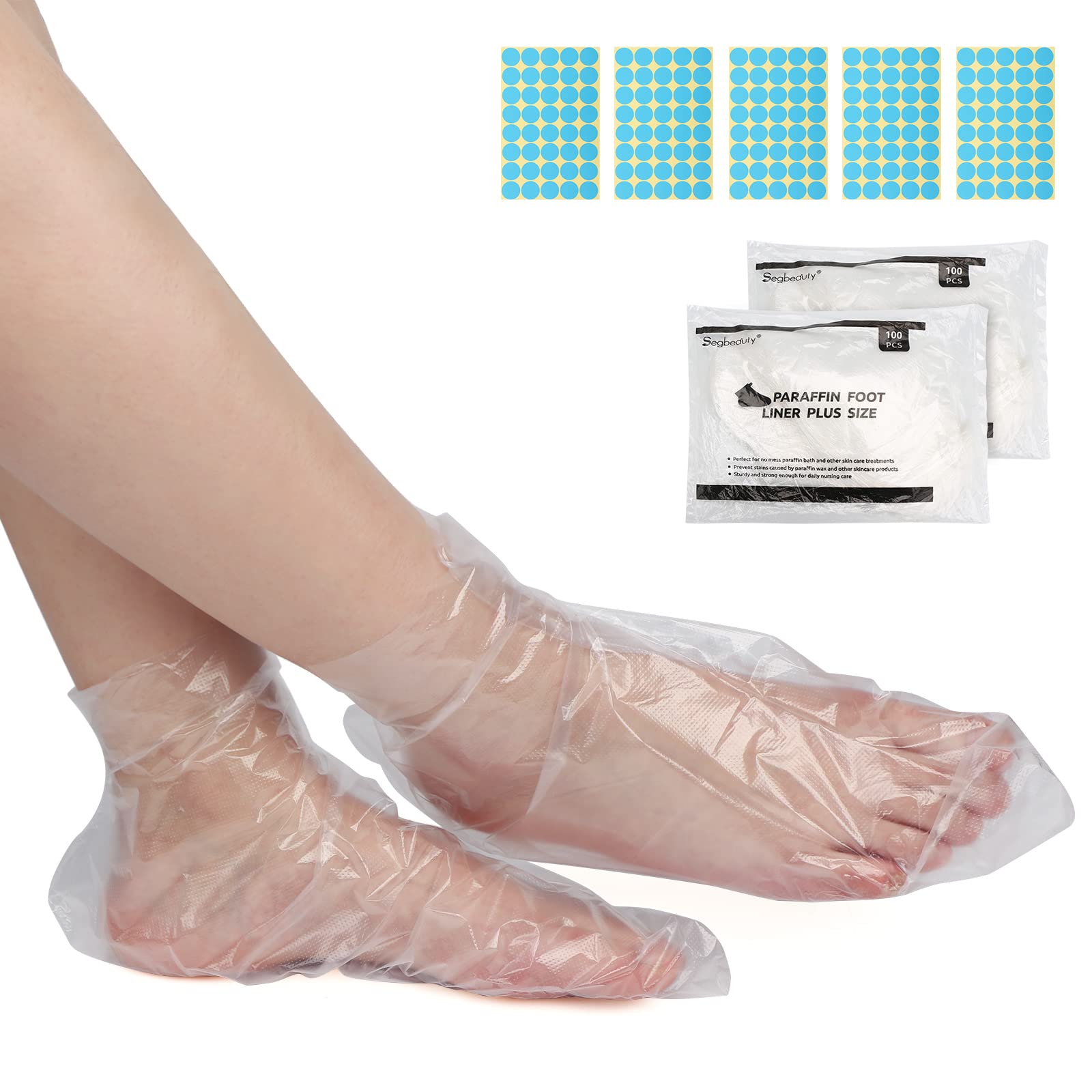 Segbeauty 200pcs Extra Large Thick Paraffin Wax Liners for Feet - Premium Plastic Paraffin Therapy Socks & Spa Bootie Covers - Fits Most Paraffin Wax Machines (Perfect for At-Home Spa Treatments, Pedicures & Foot Pain Relief)