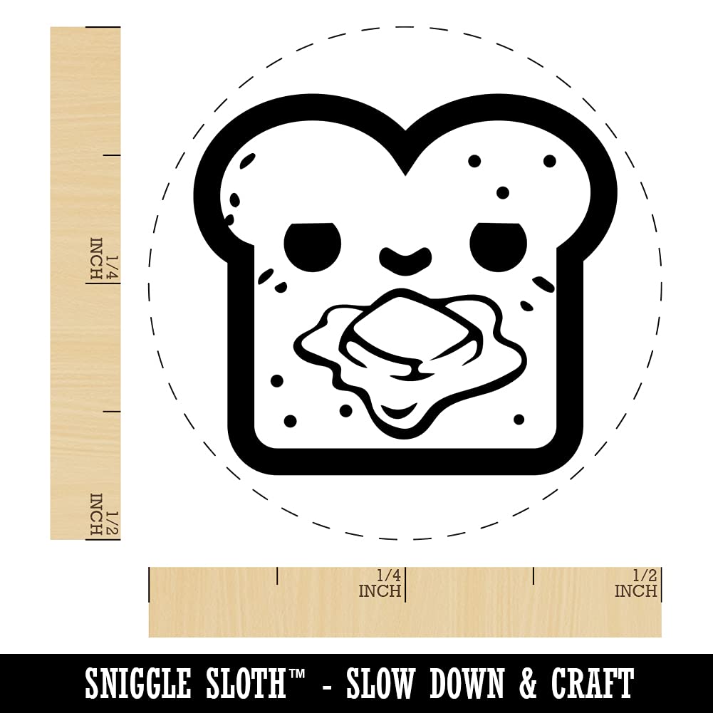 Mini 1/2 Inch Cute Kawaii Buttered Toast Bread Self-Inking Rubber Stamp - UV Ink for Crafting, Scrapbooking & Planner Decoration - Perfect for DIY Projects, Journals & Stationery