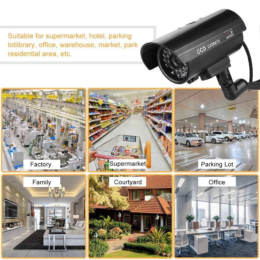 Fake Security Camera with Black Flash LED - Anti-Theft Dummy CCTV Camera for Office, Supermarket & Hotel | Deter Burglars & Enhance Safety