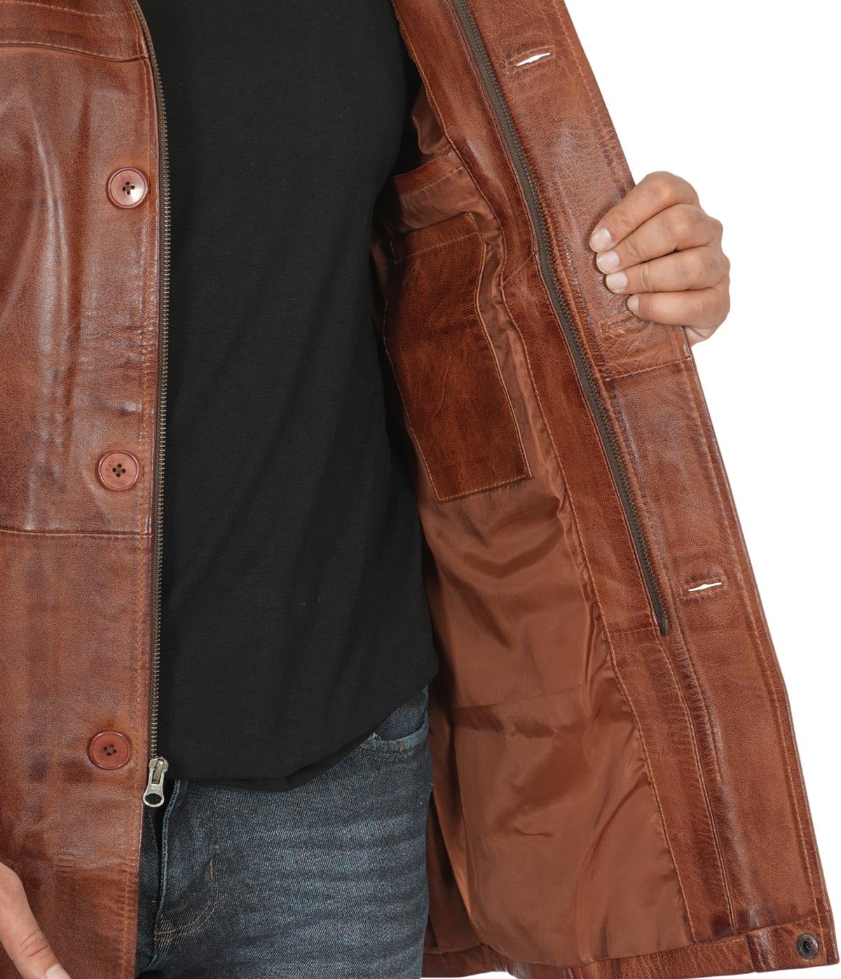 Blingsoul Genuine Leather Car Coat for Men - Black & Brown Real Leather Jacket | Stylish Outerwear for Driving, Casual Wear & Outdoor Activities